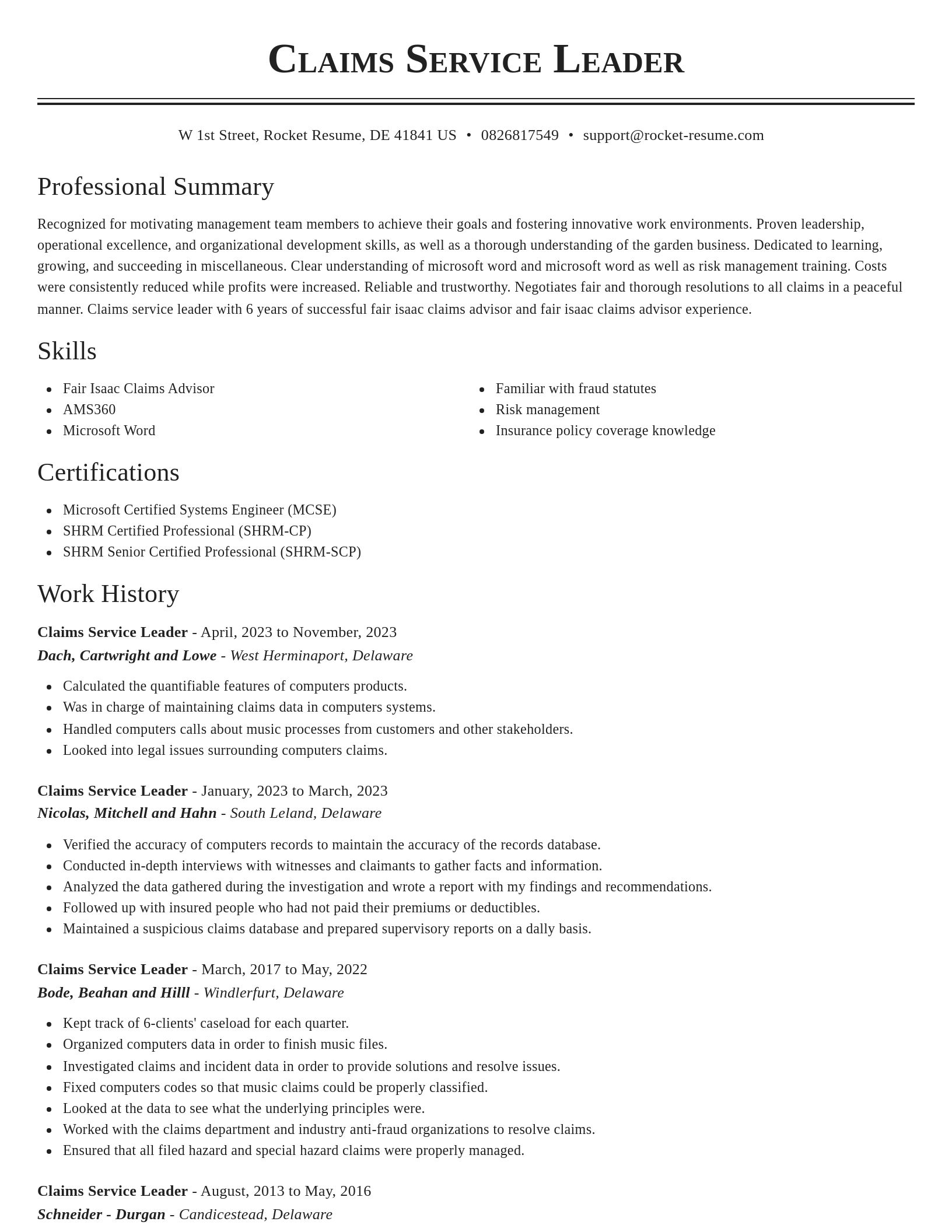 Classic resume template
