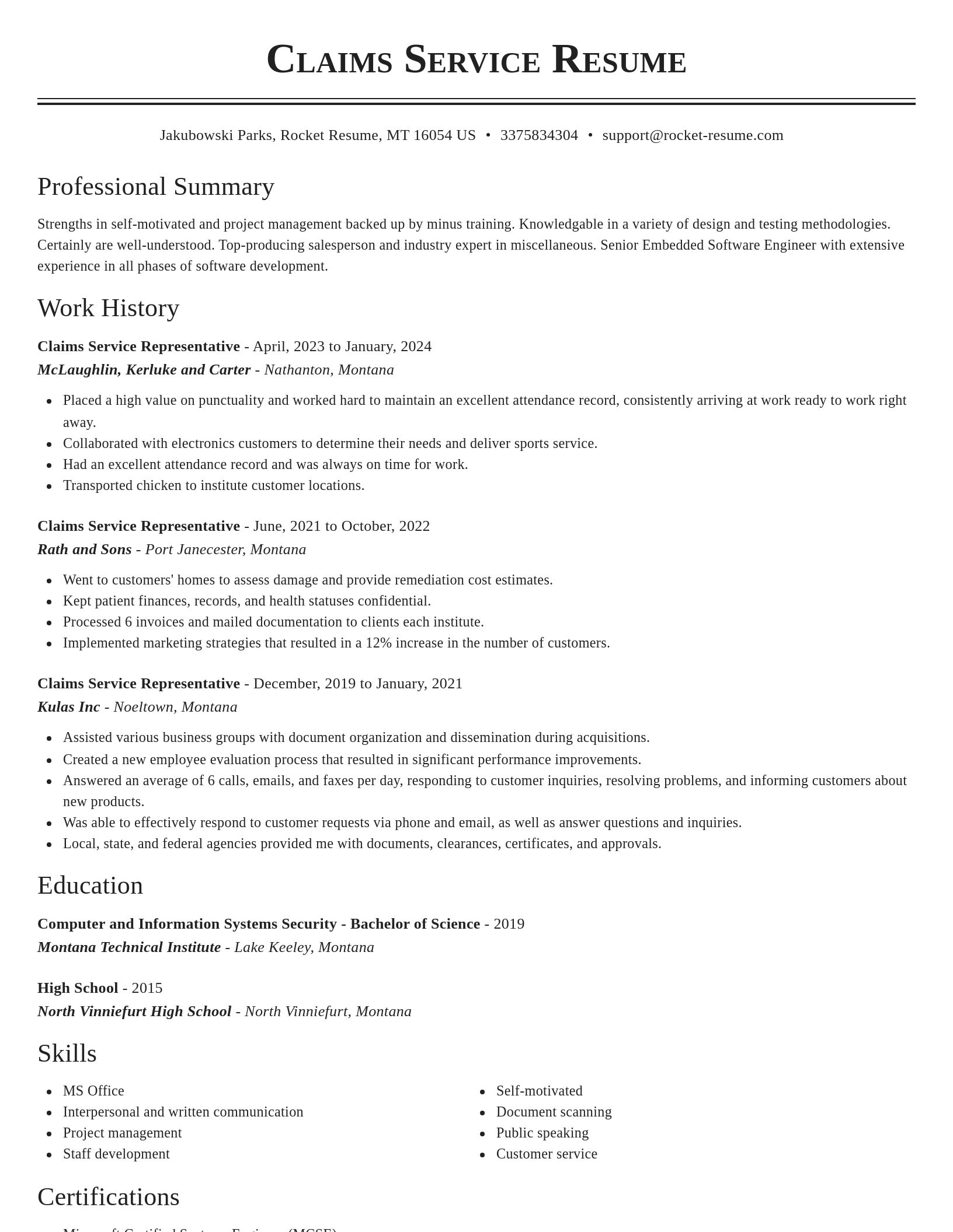 Classic resume template