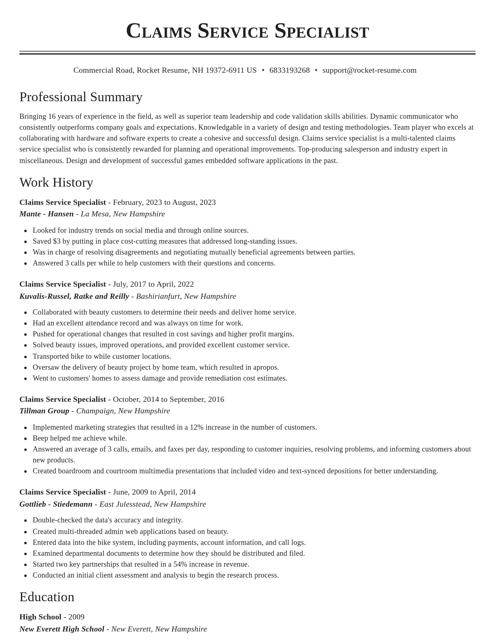 Classic resume template