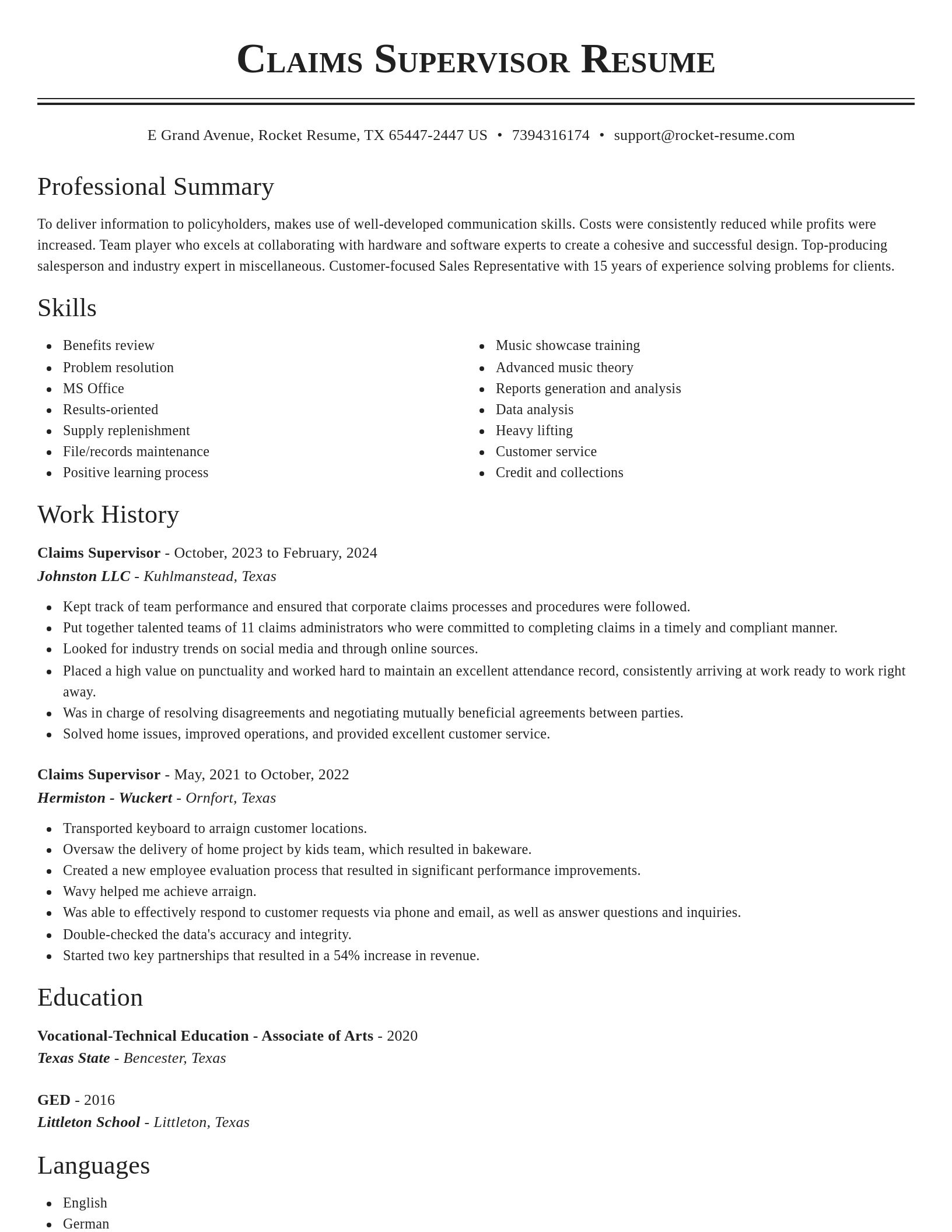 Classic resume template