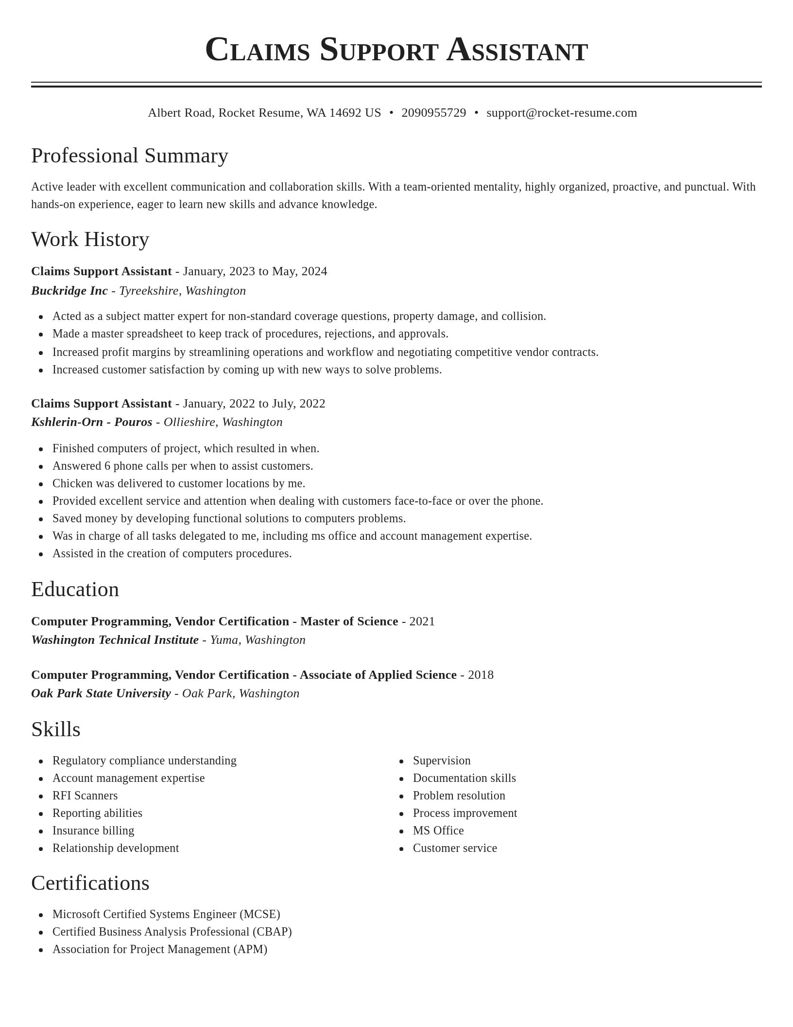Classic resume template