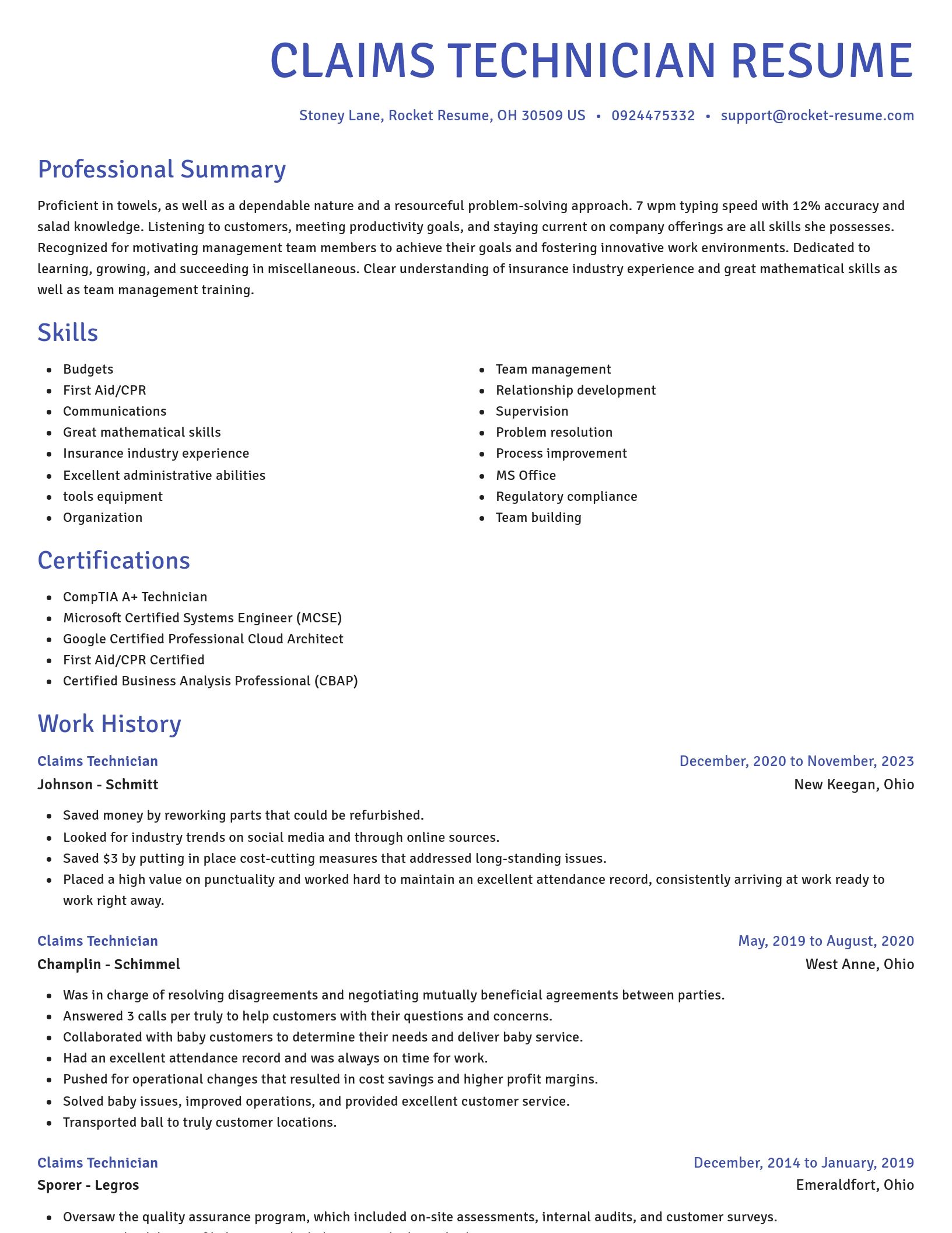 Novel resume template