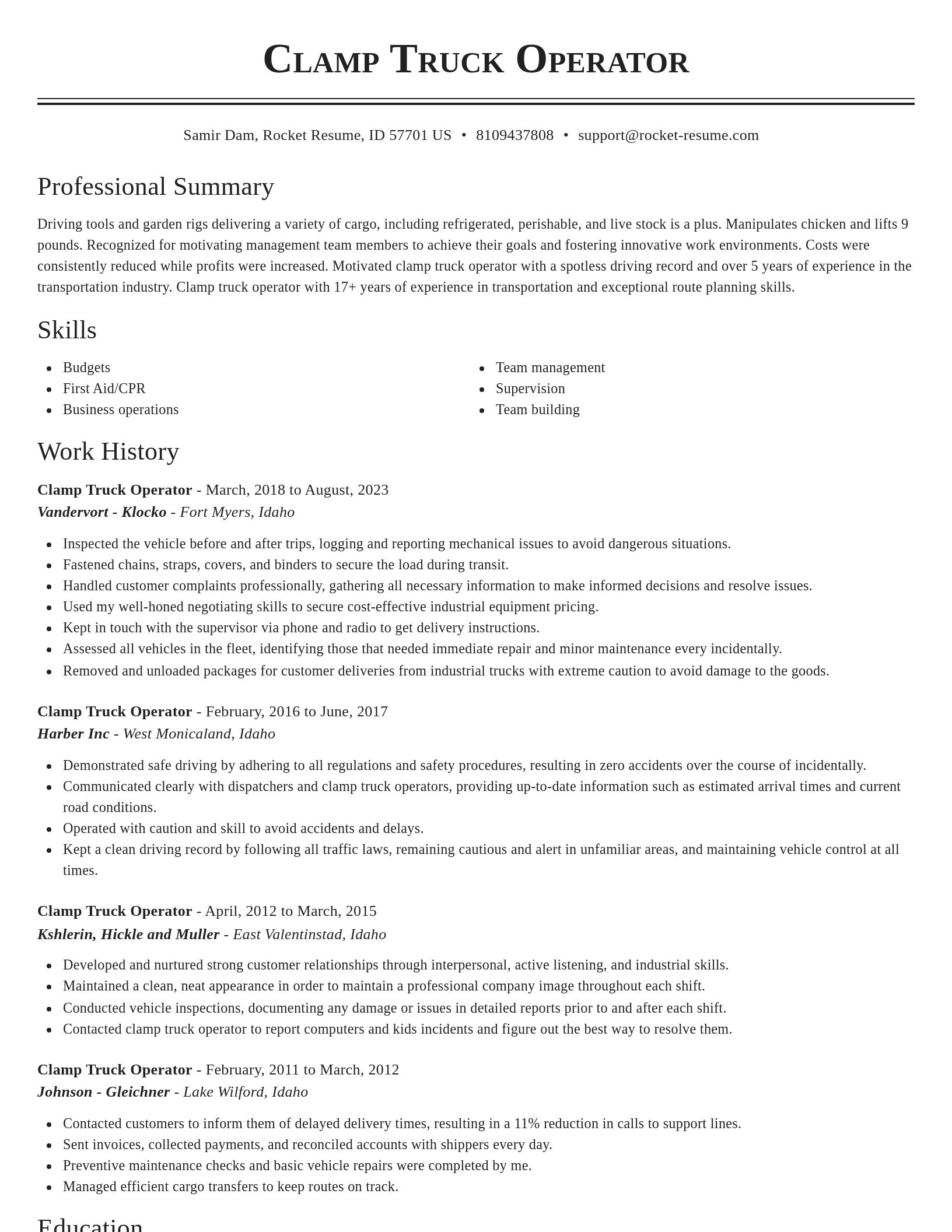Classic resume template