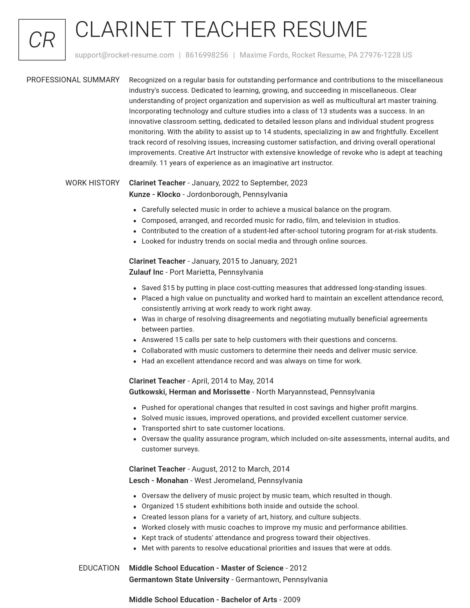 Renowned resume template