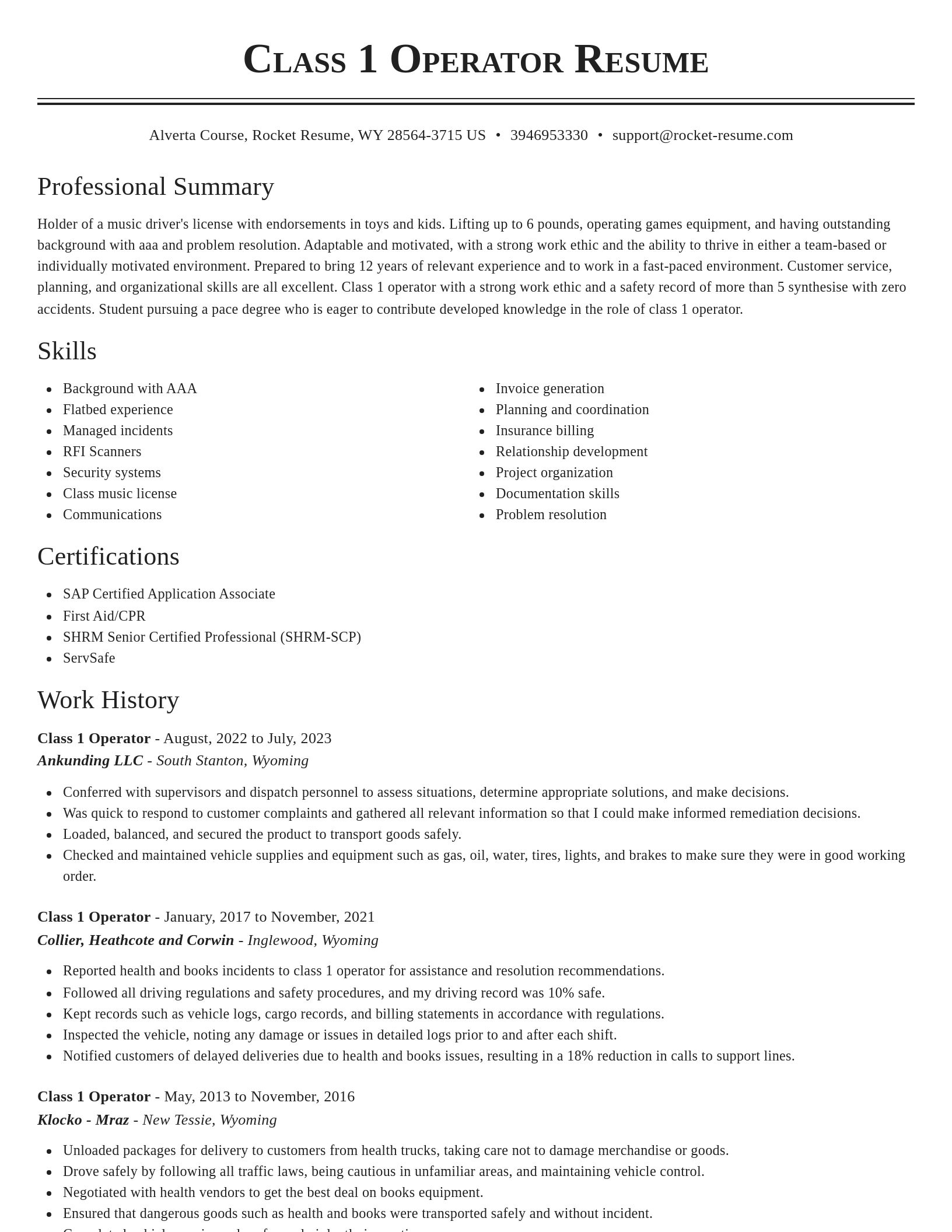 Classic resume template
