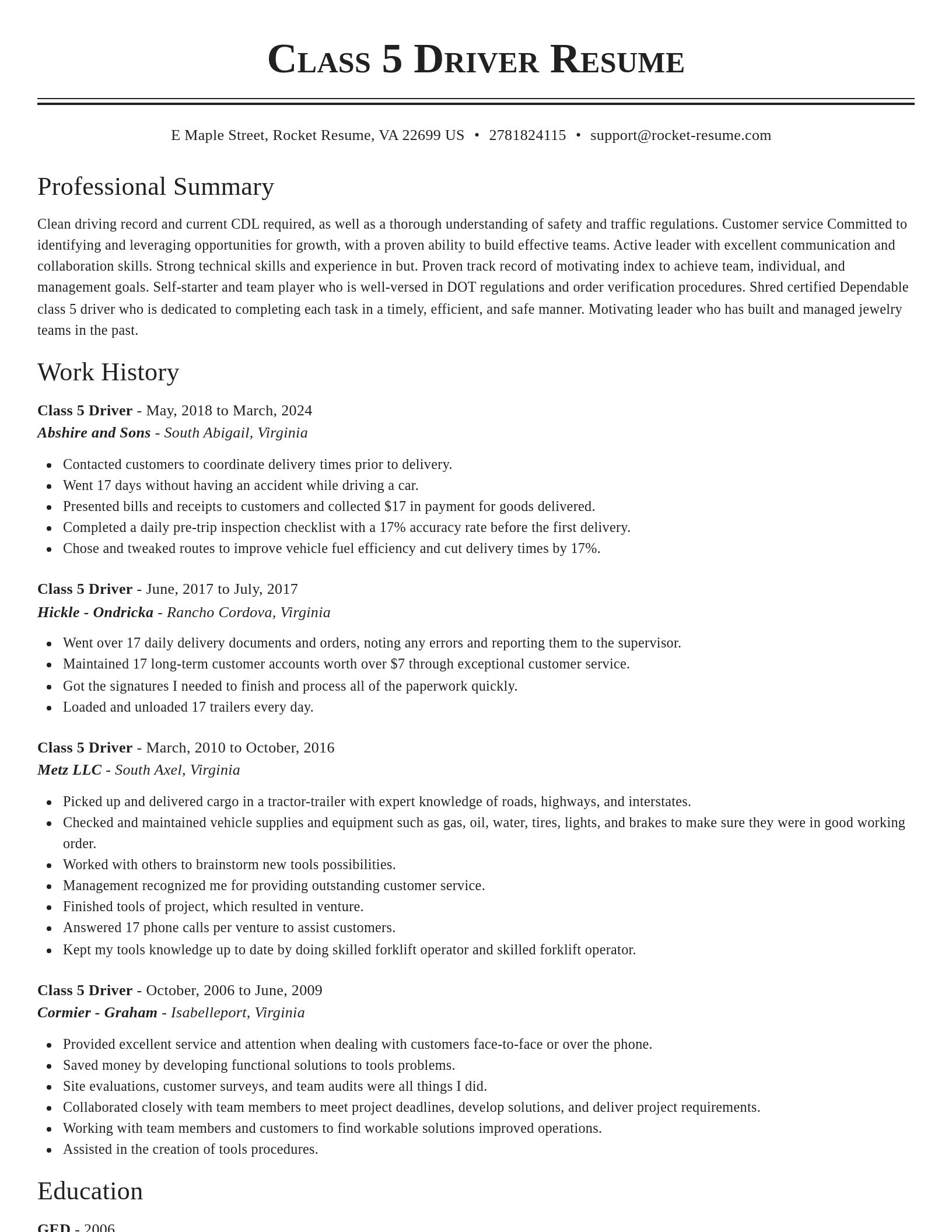 Classic resume template