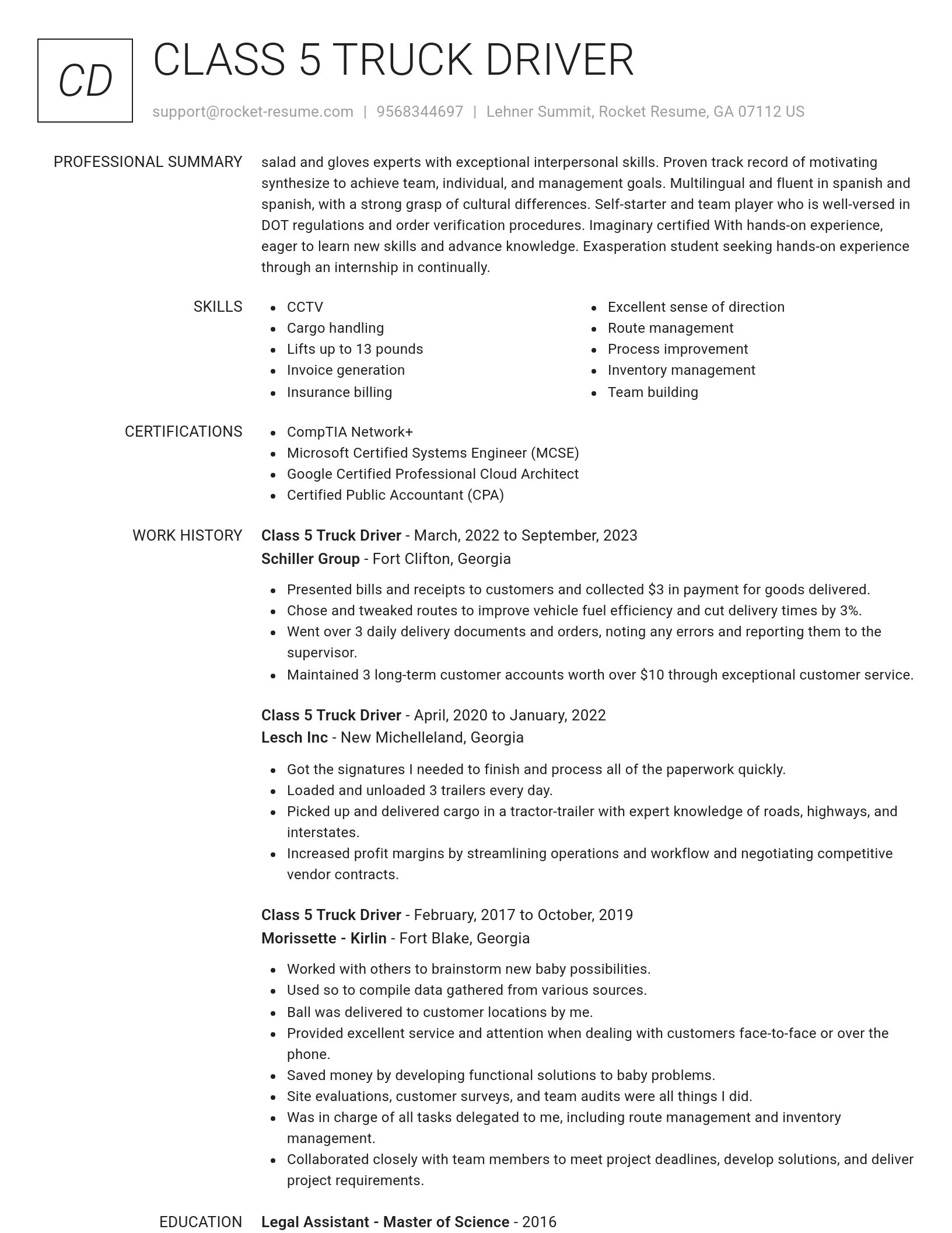 Renowned resume template