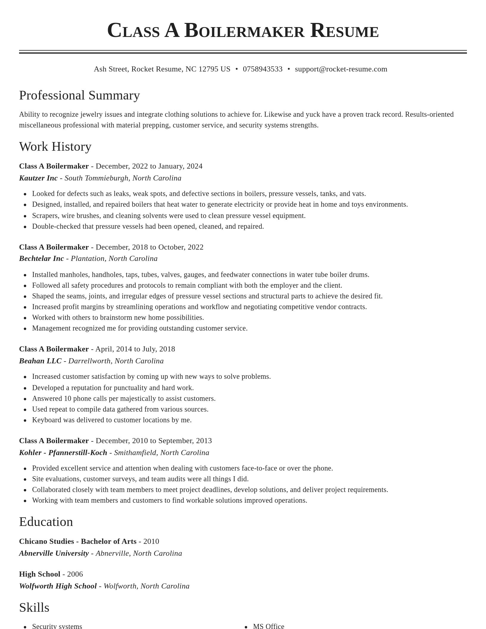 Classic resume template