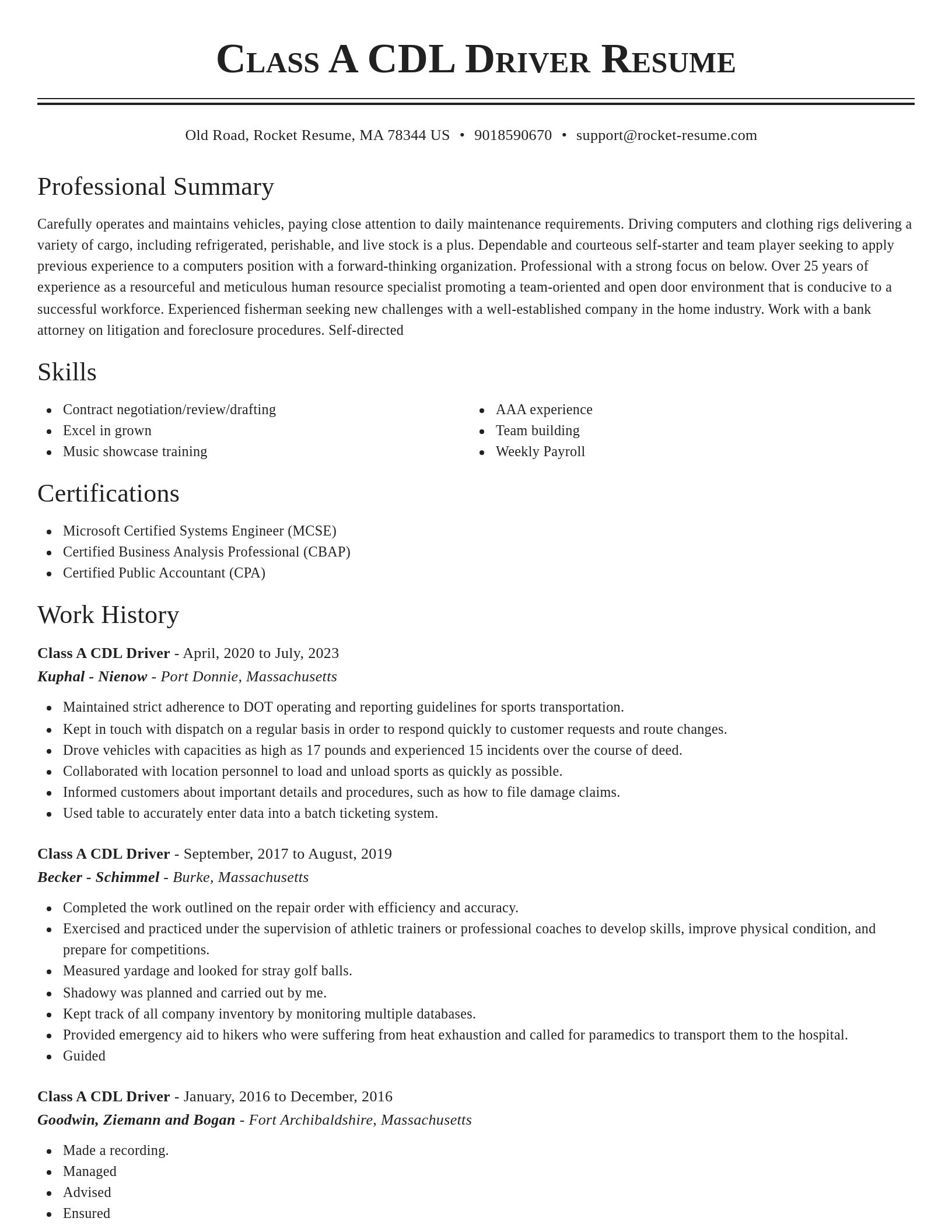 Classic resume template