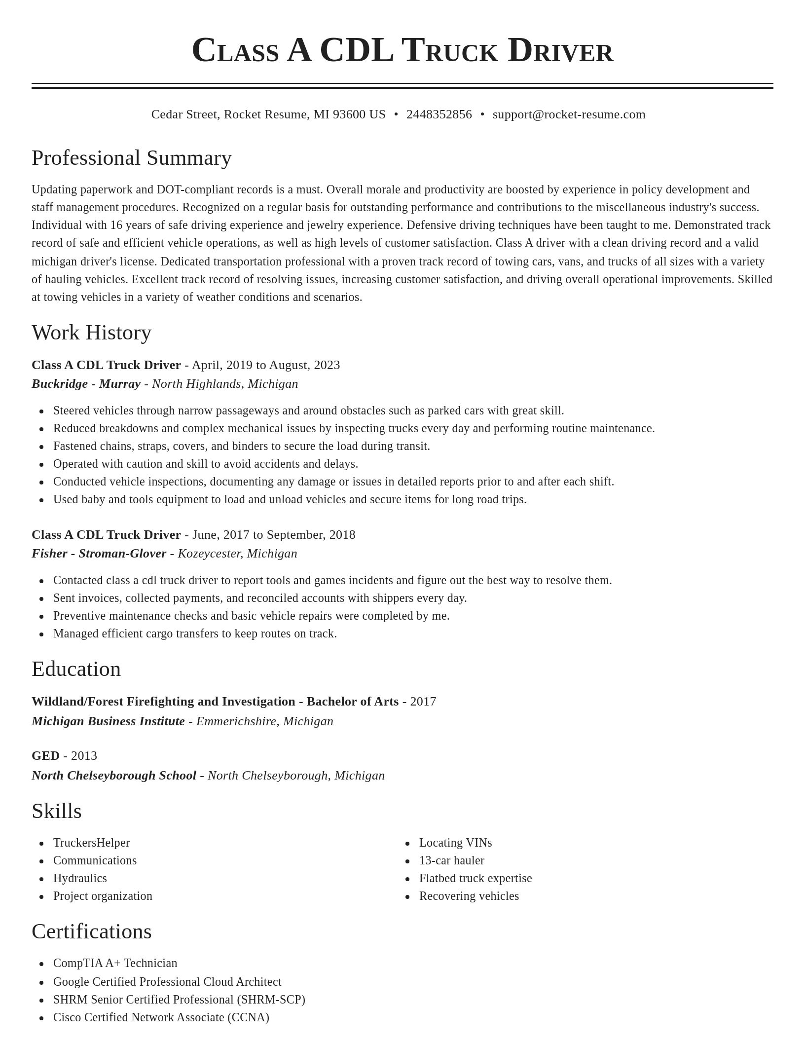 Classic resume template