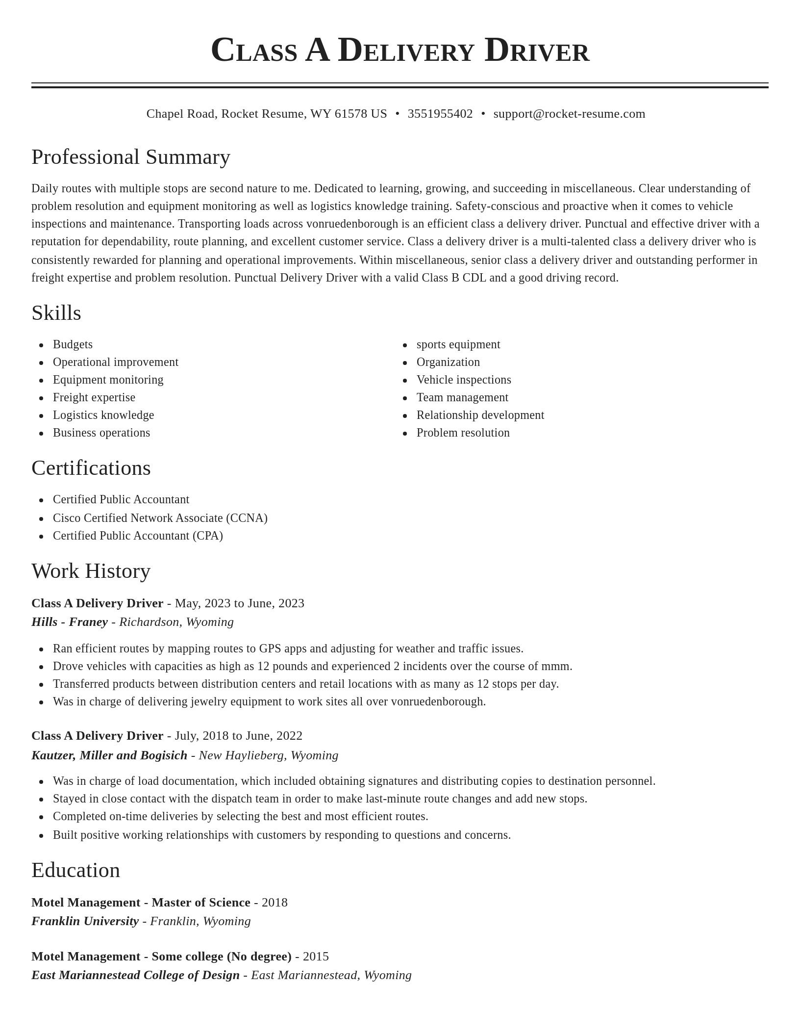 Classic resume template