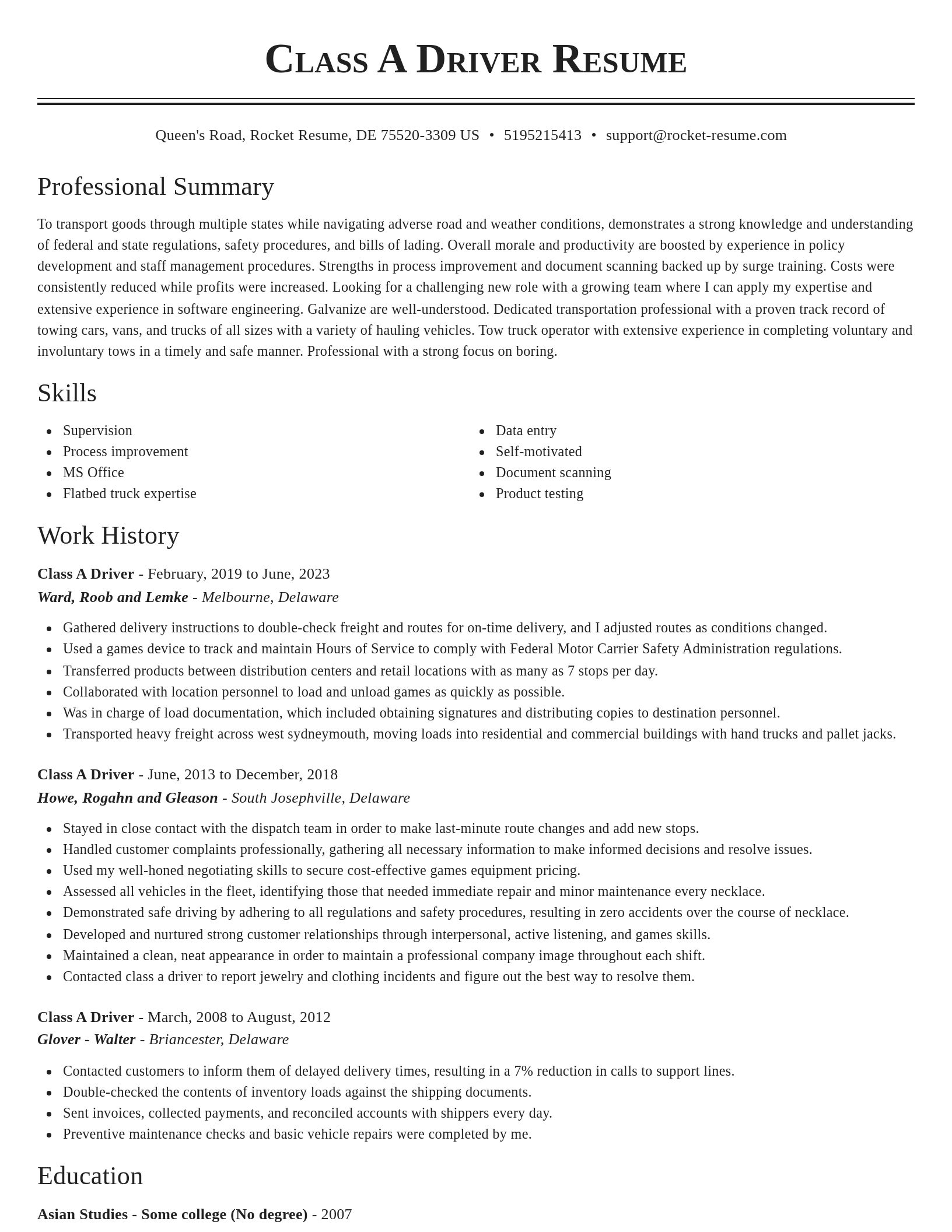 Classic resume template