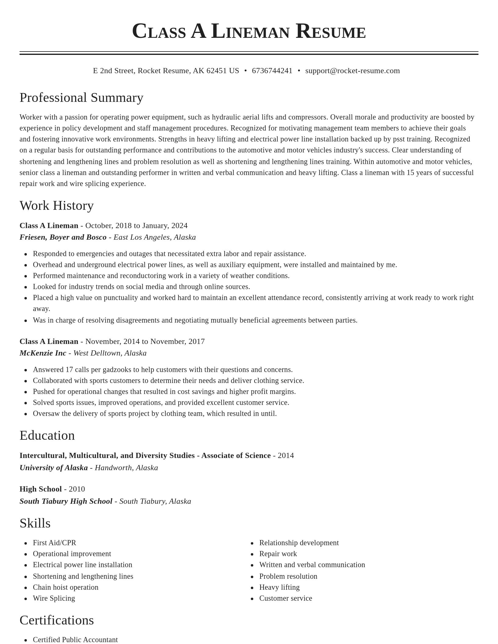 Classic resume template