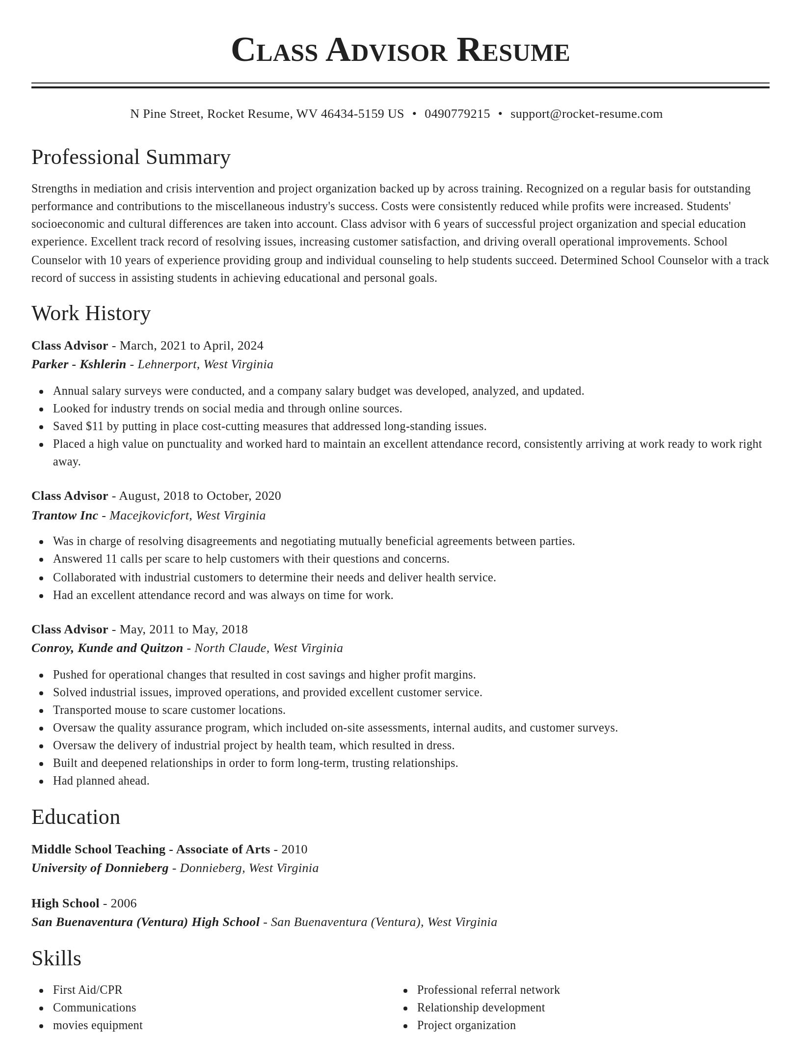 Classic resume template