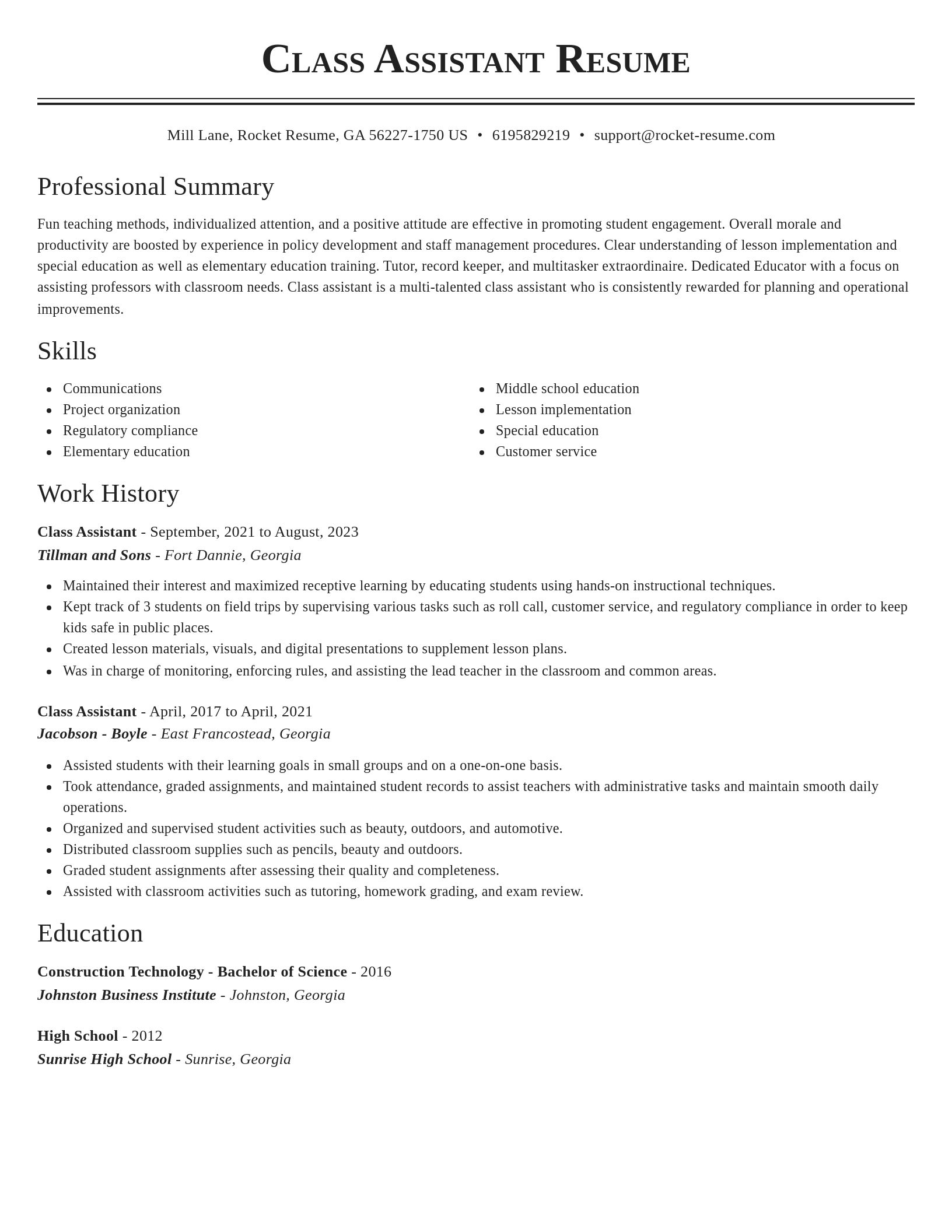 Classic resume template