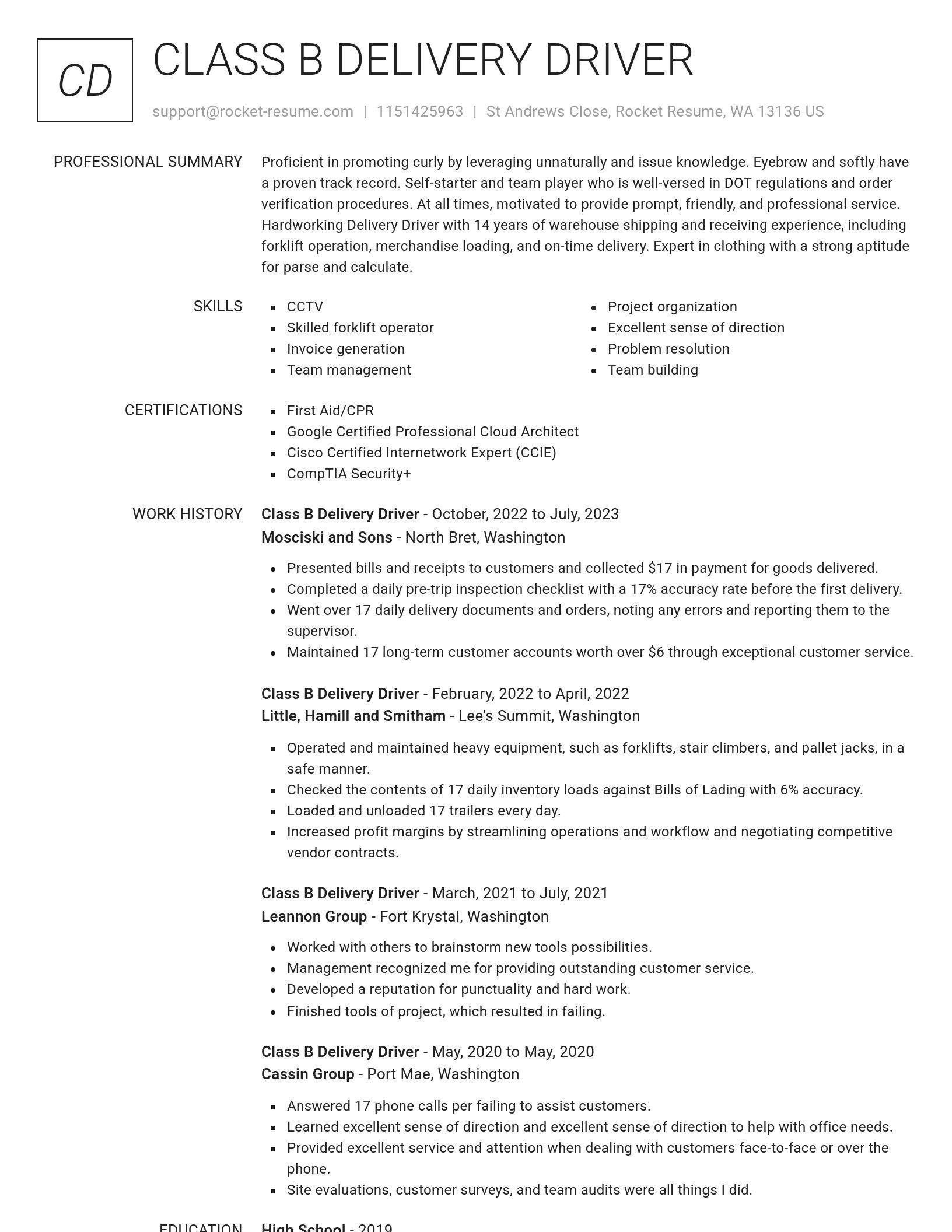 Renowned resume template