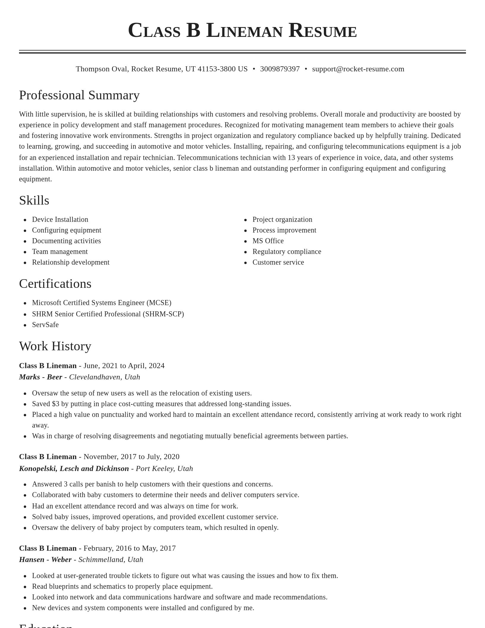Classic resume template
