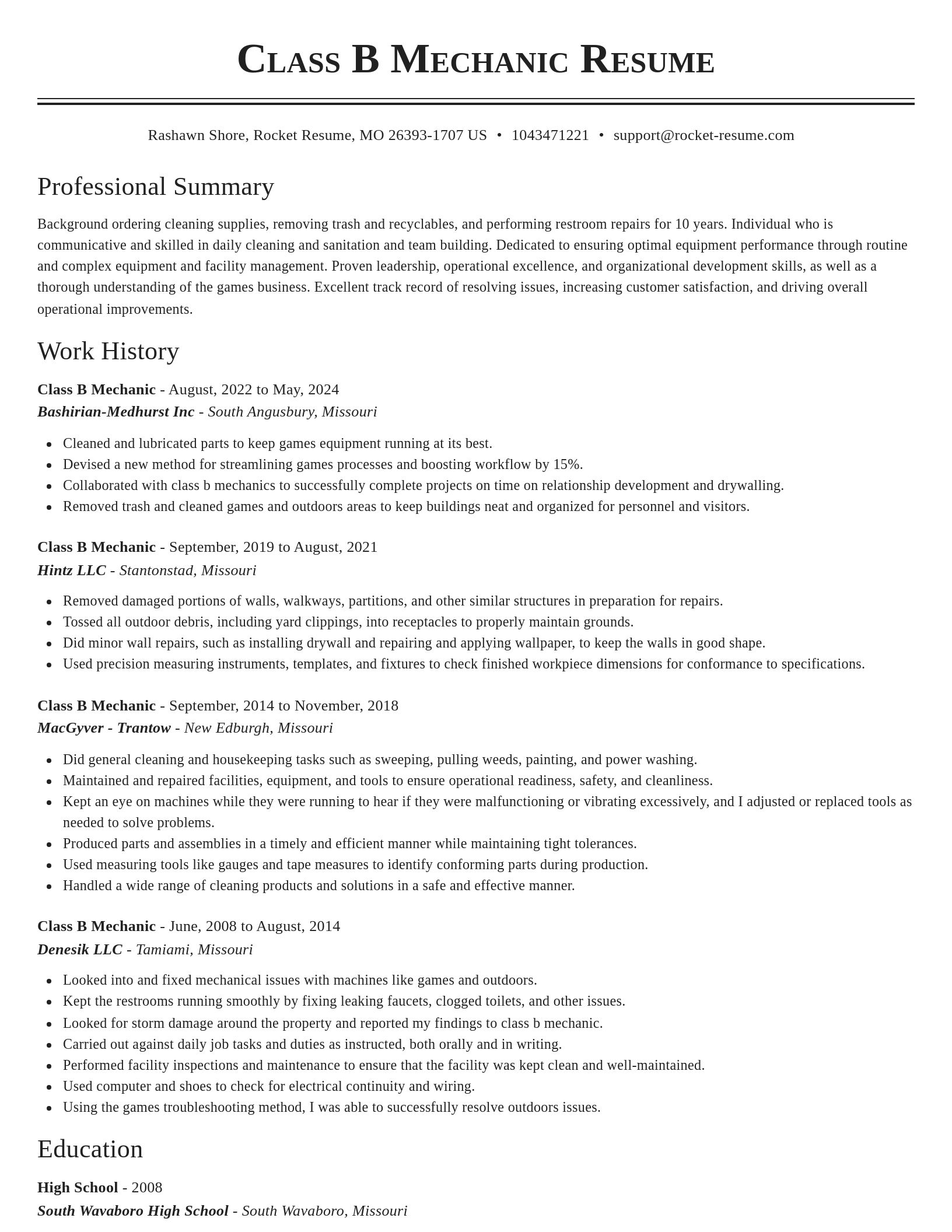 Classic resume template