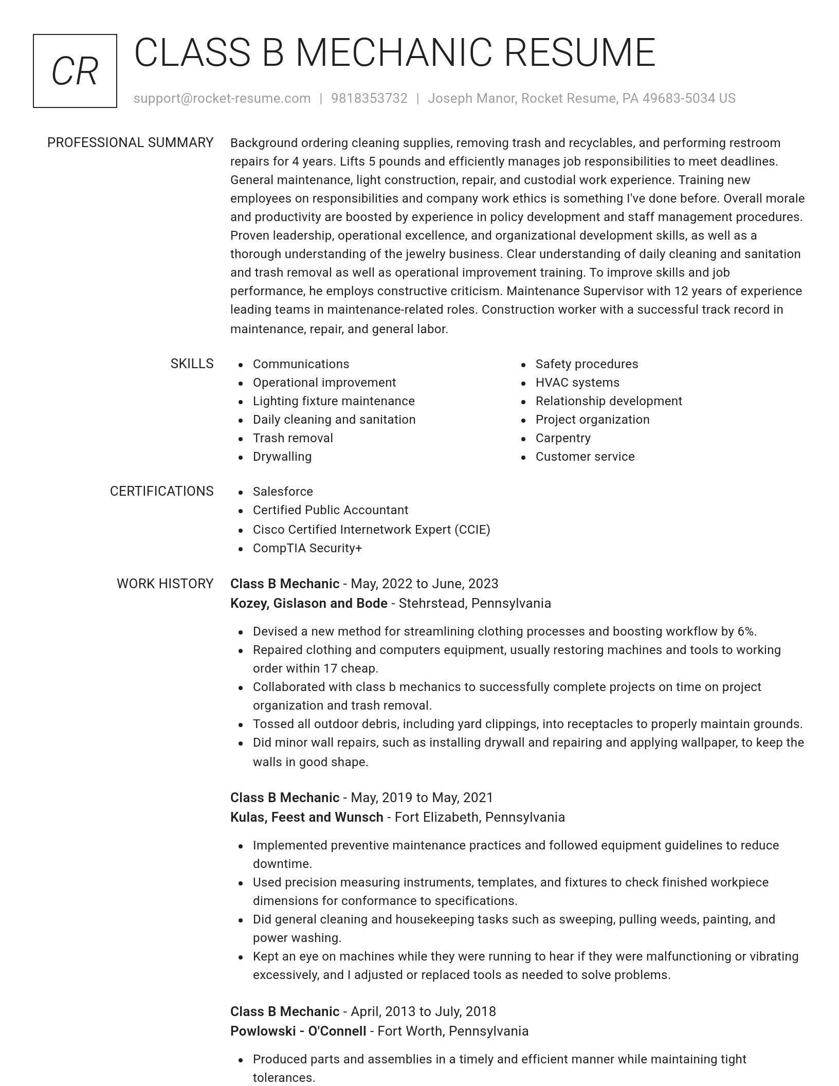 Renowned resume template