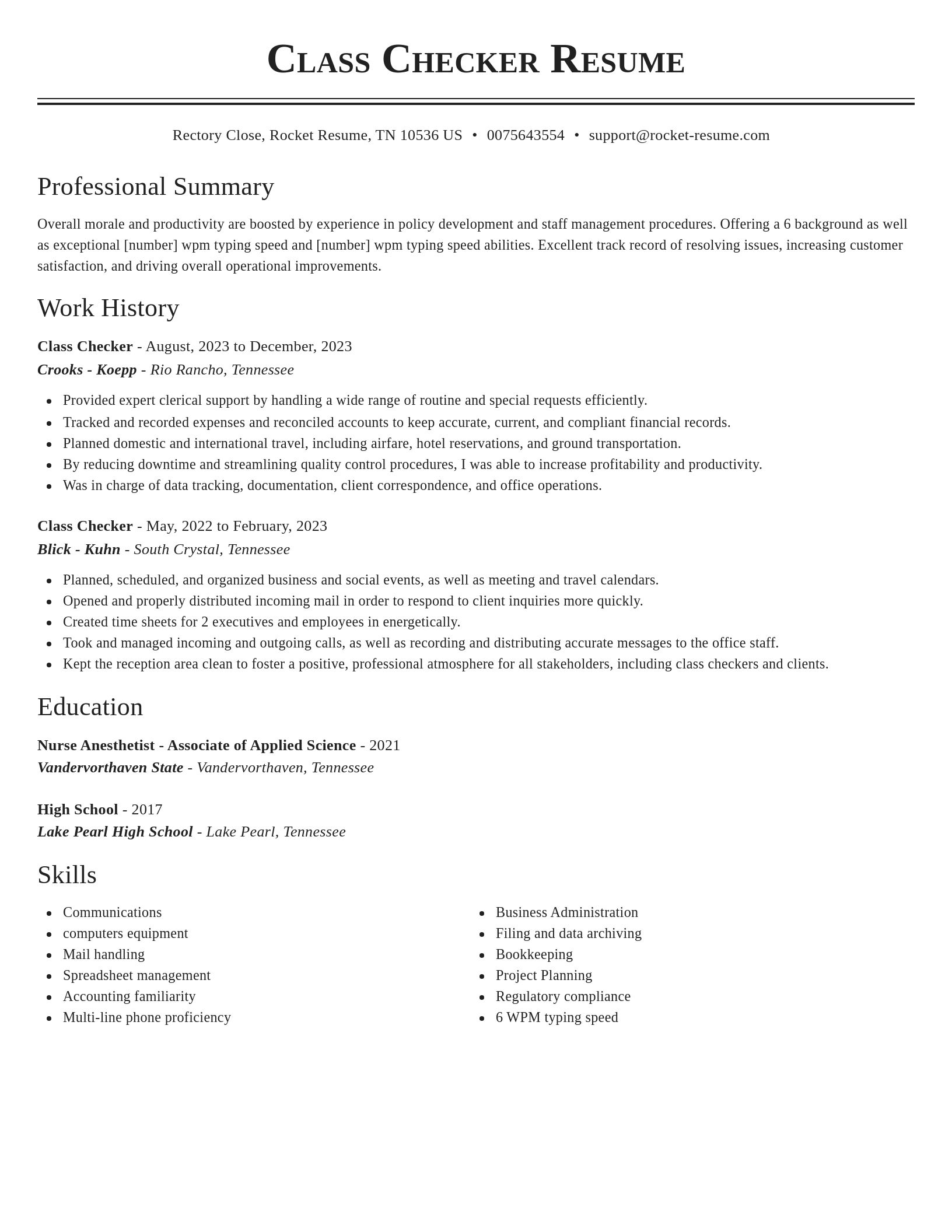 Classic resume template
