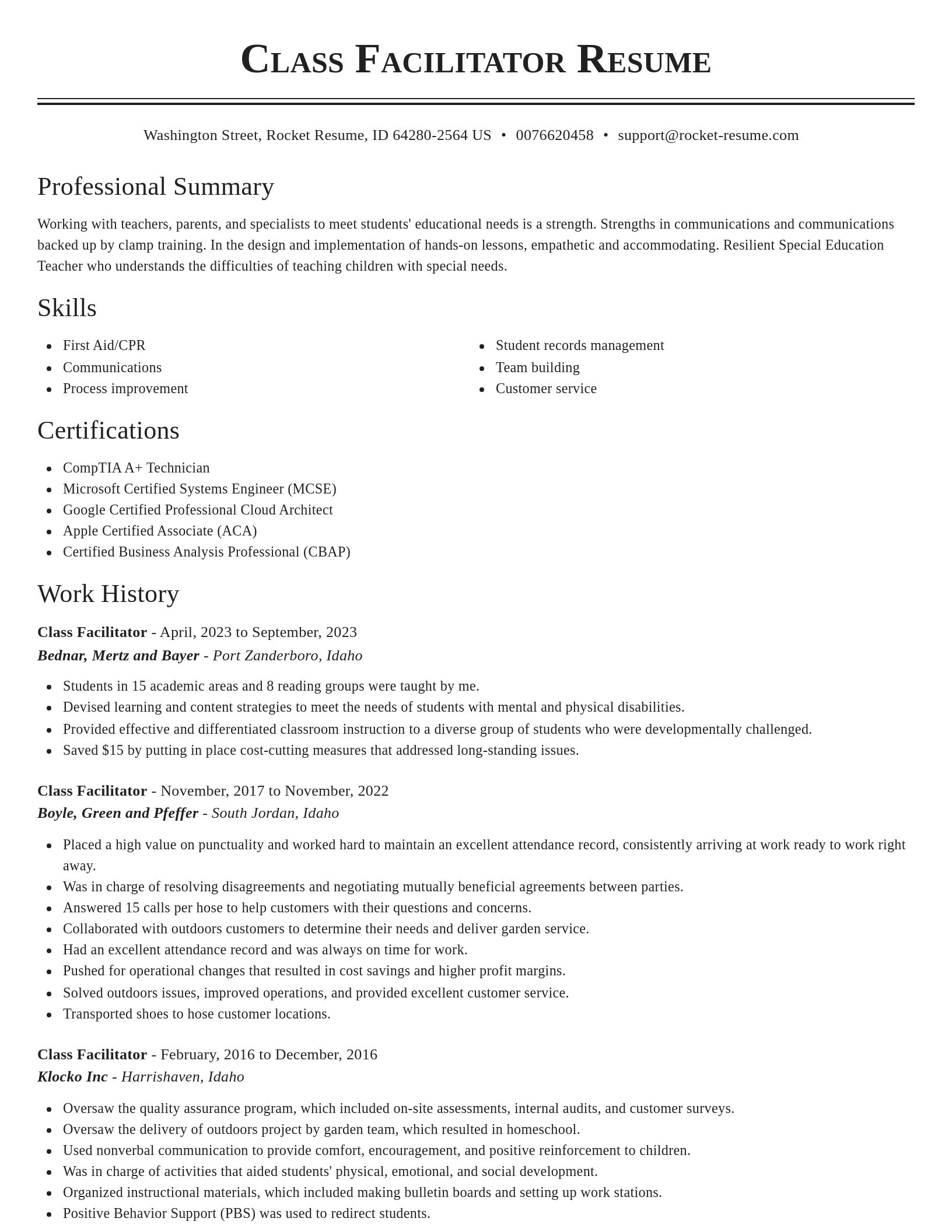 Classic resume template