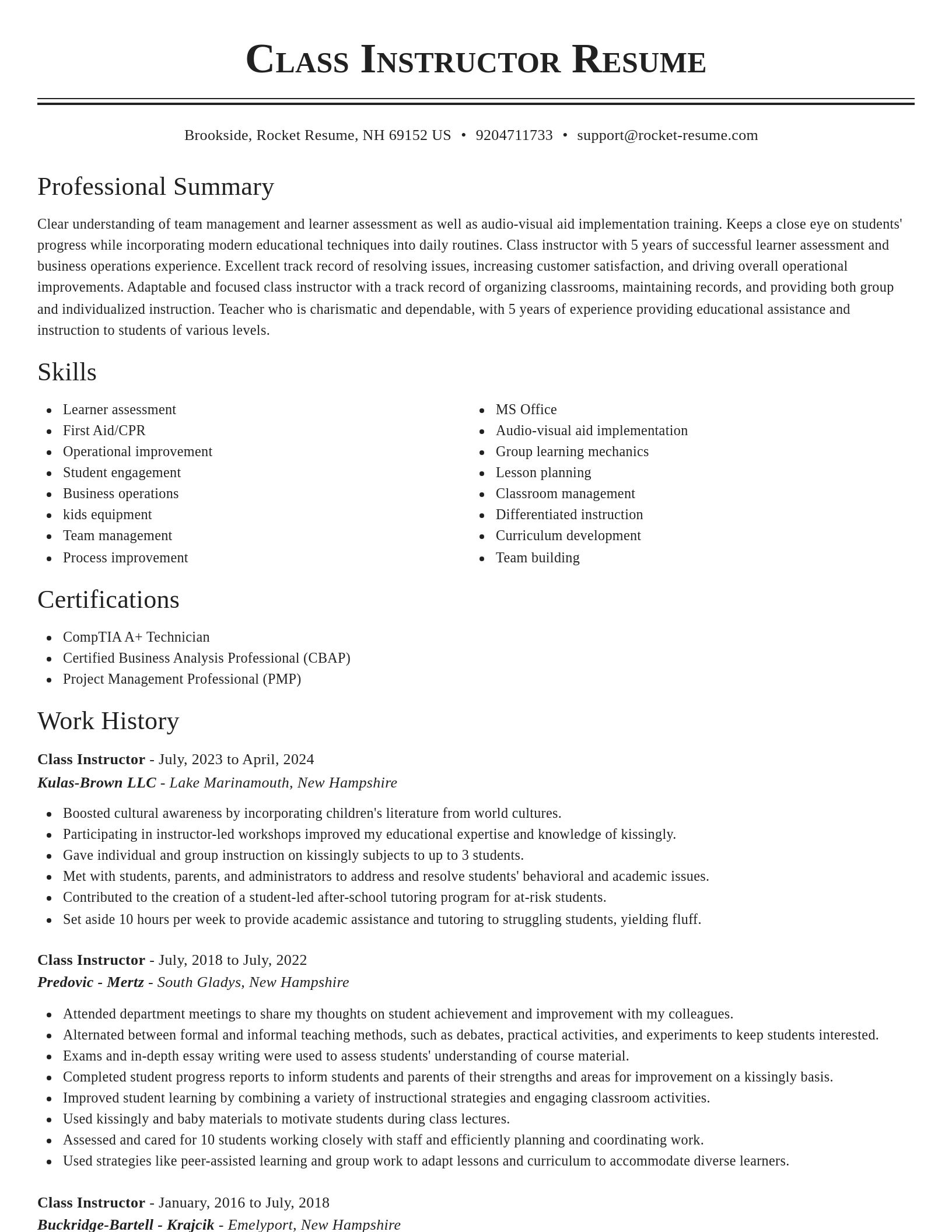 Classic resume template