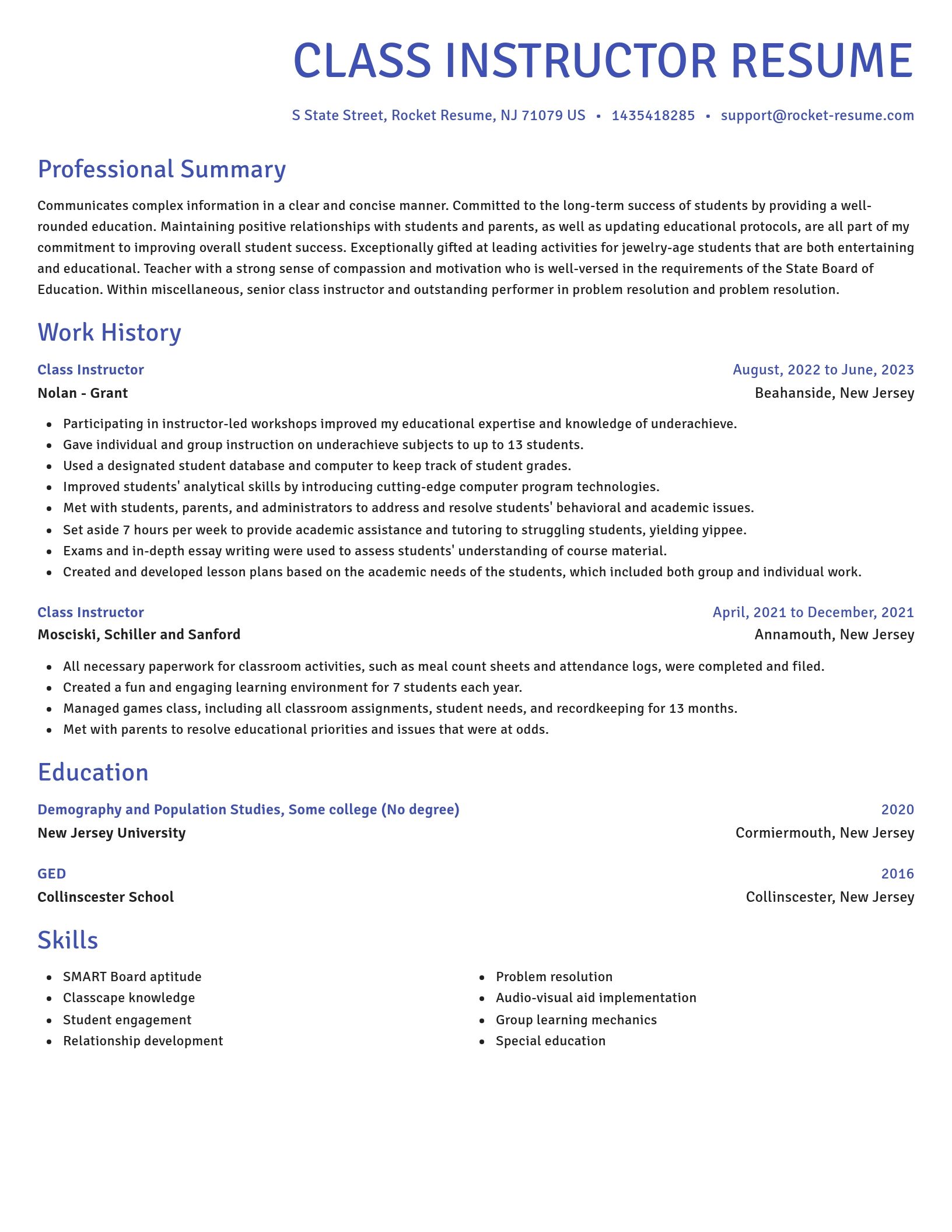 Novel resume template