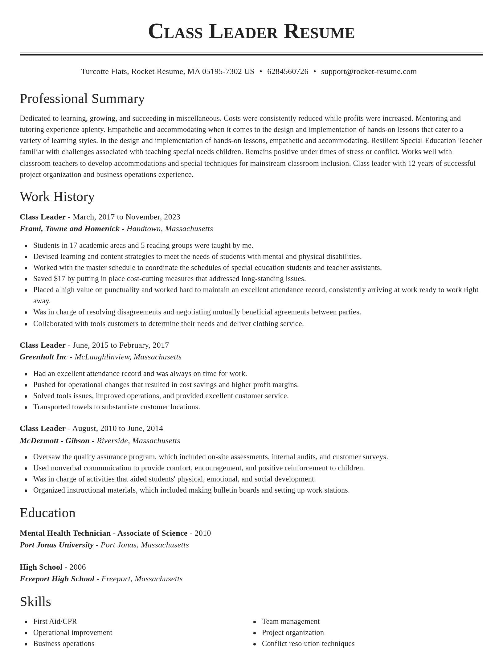 Classic resume template