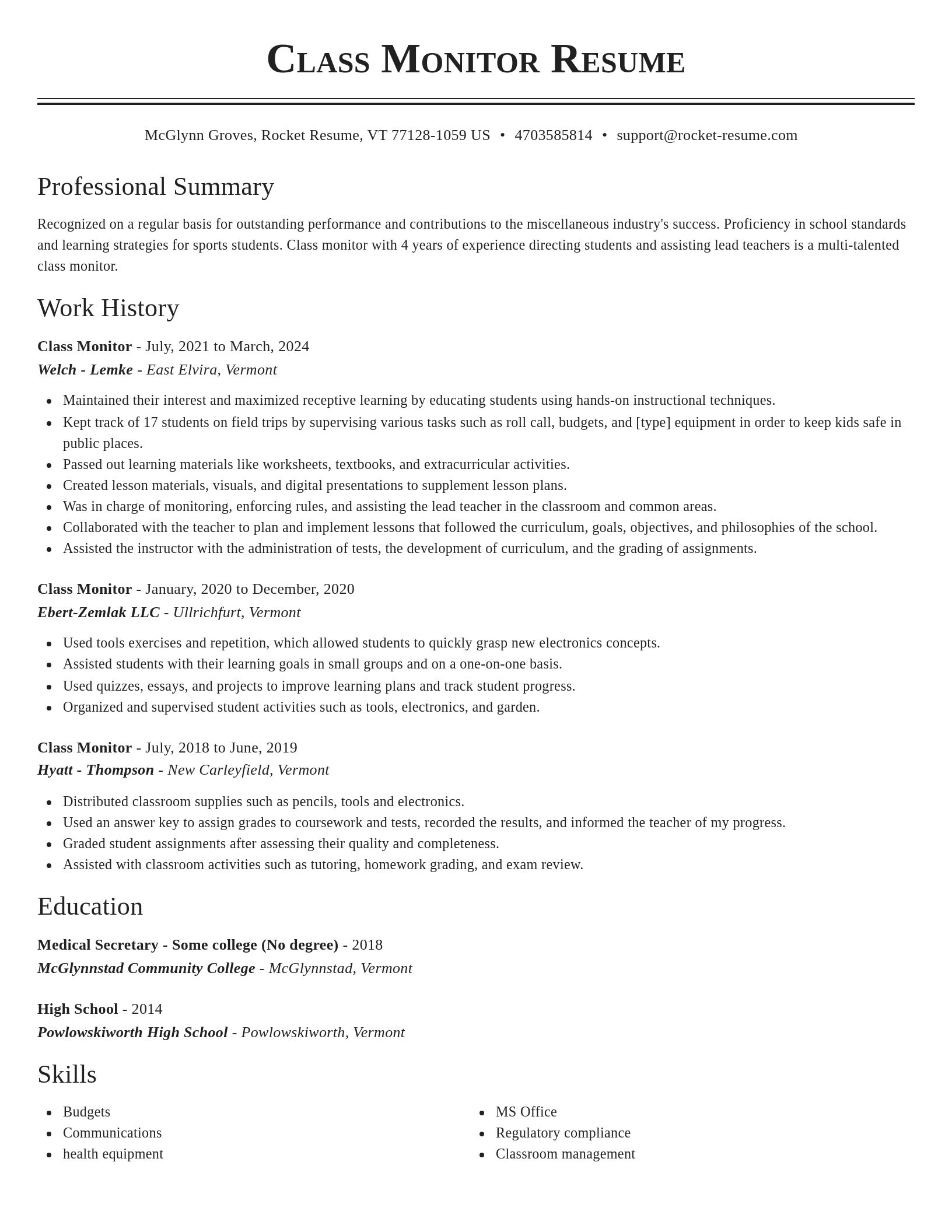 Classic resume template
