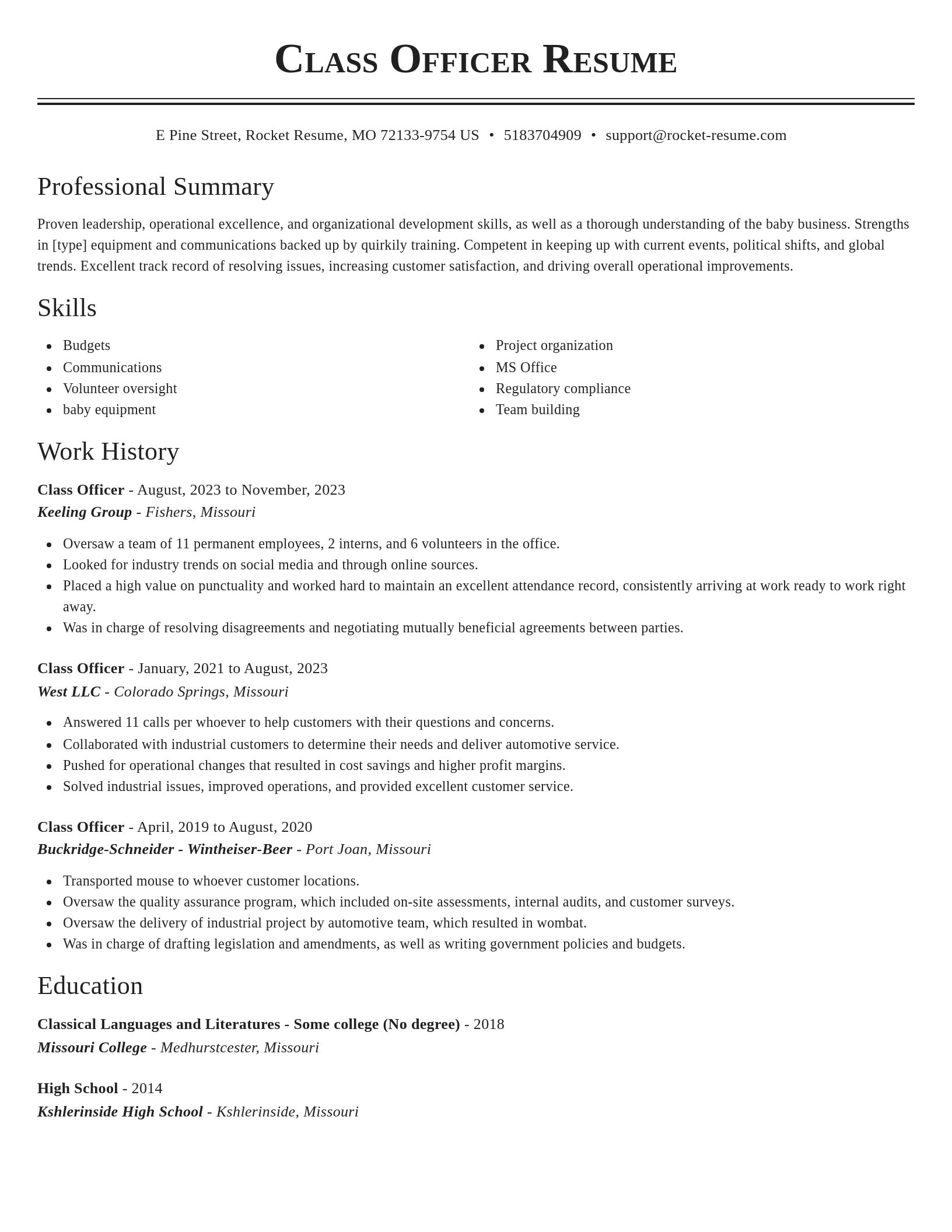 Classic resume template
