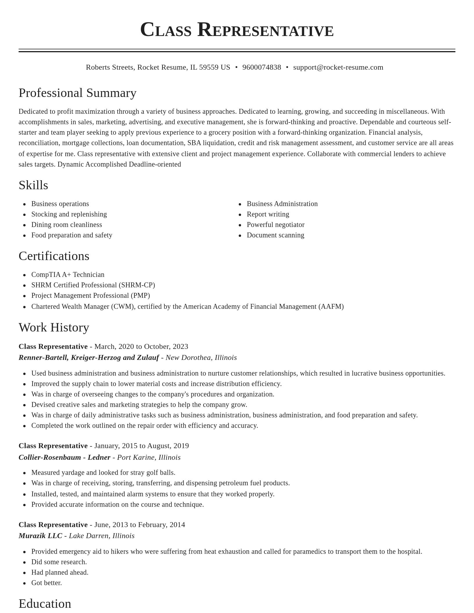 Classic resume template