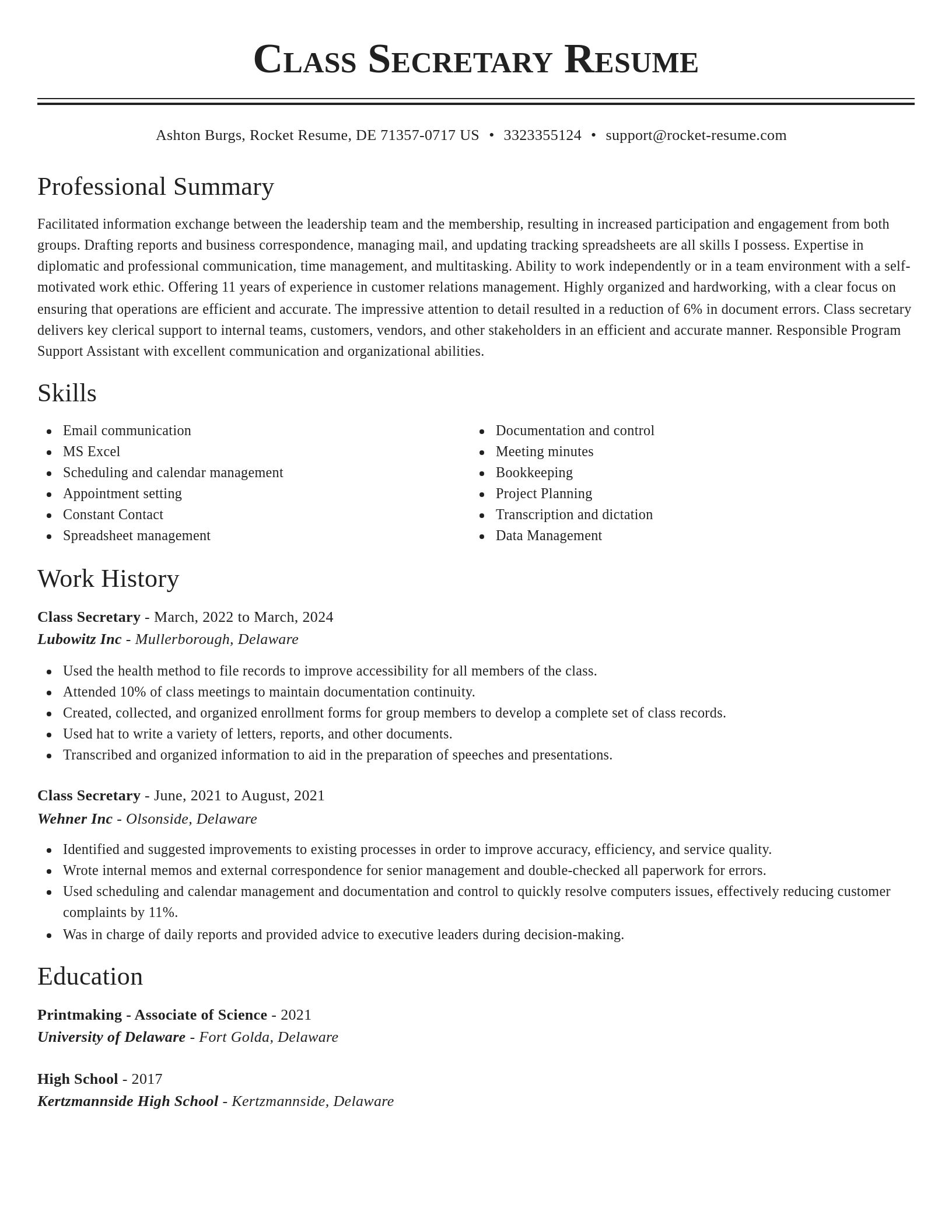 Classic resume template