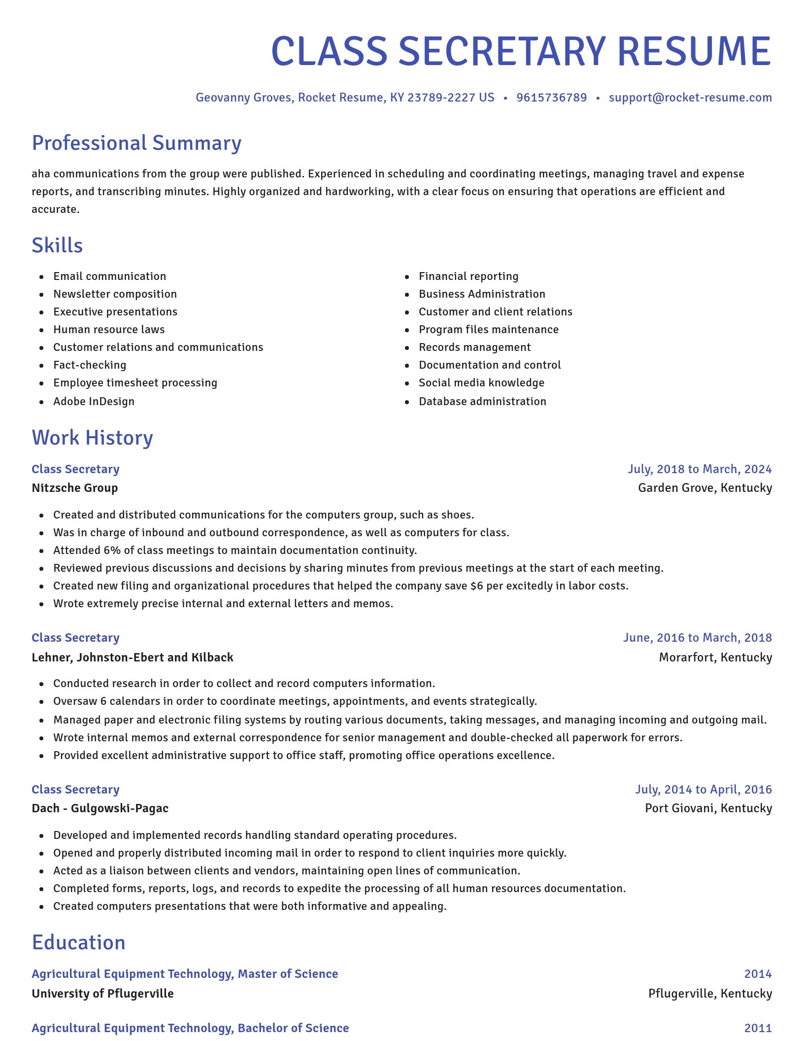 Novel resume template