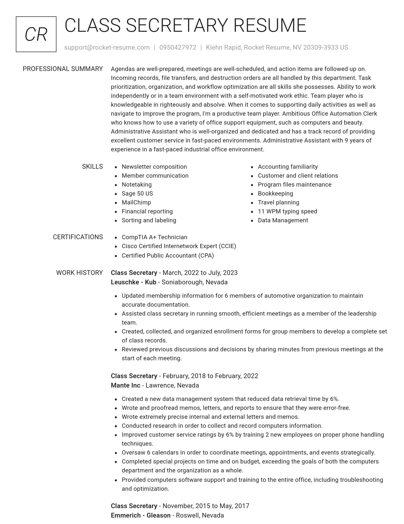Renowned resume template