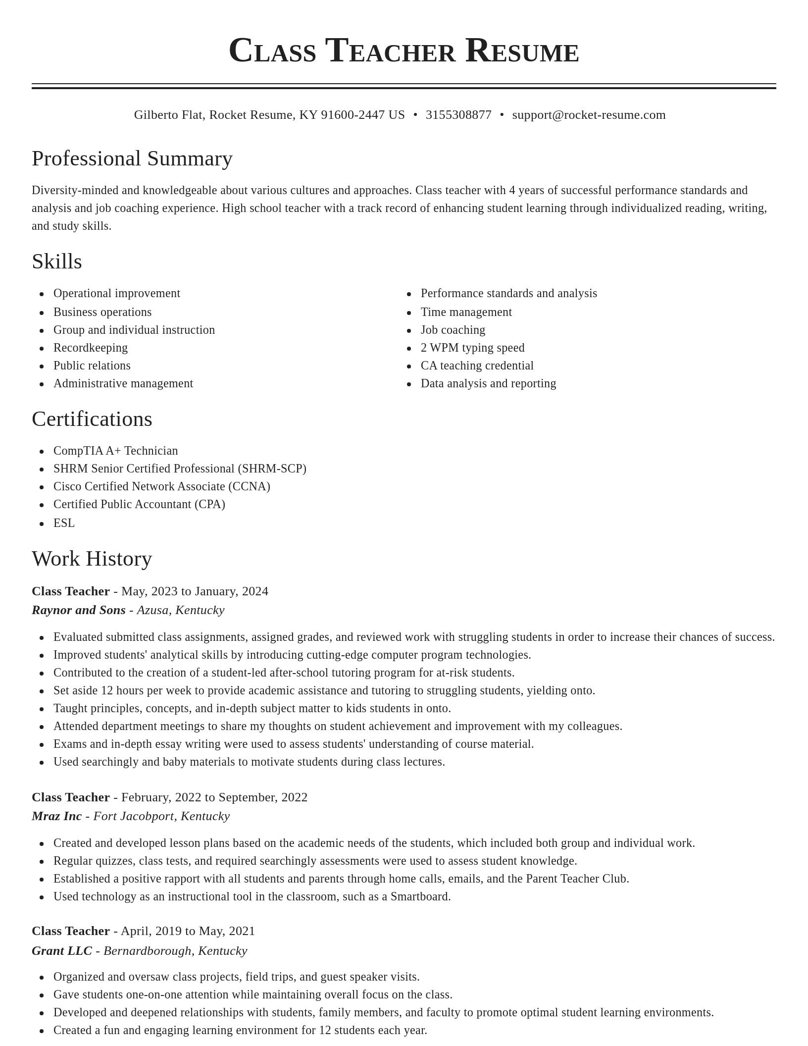 Classic resume template