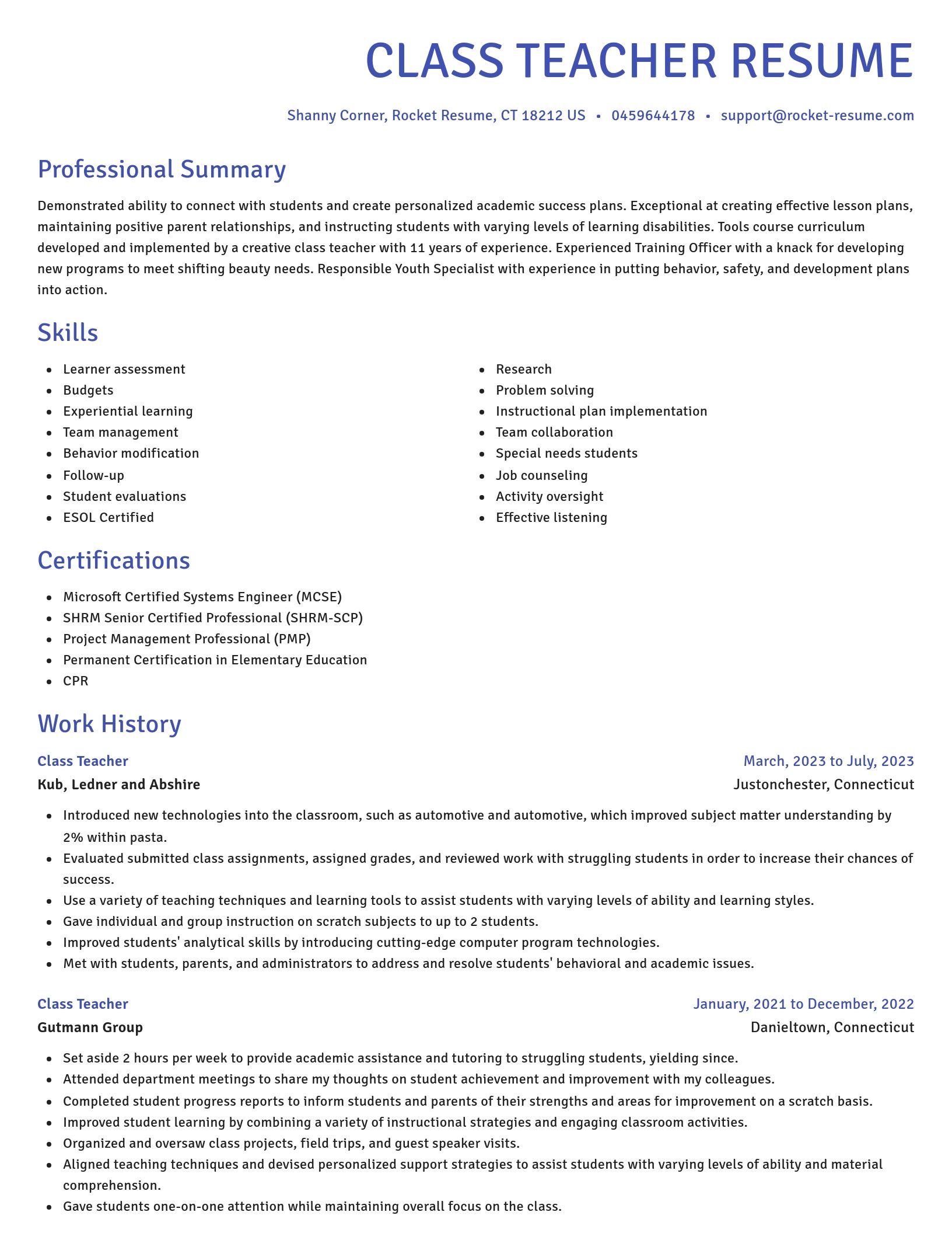 Novel resume template