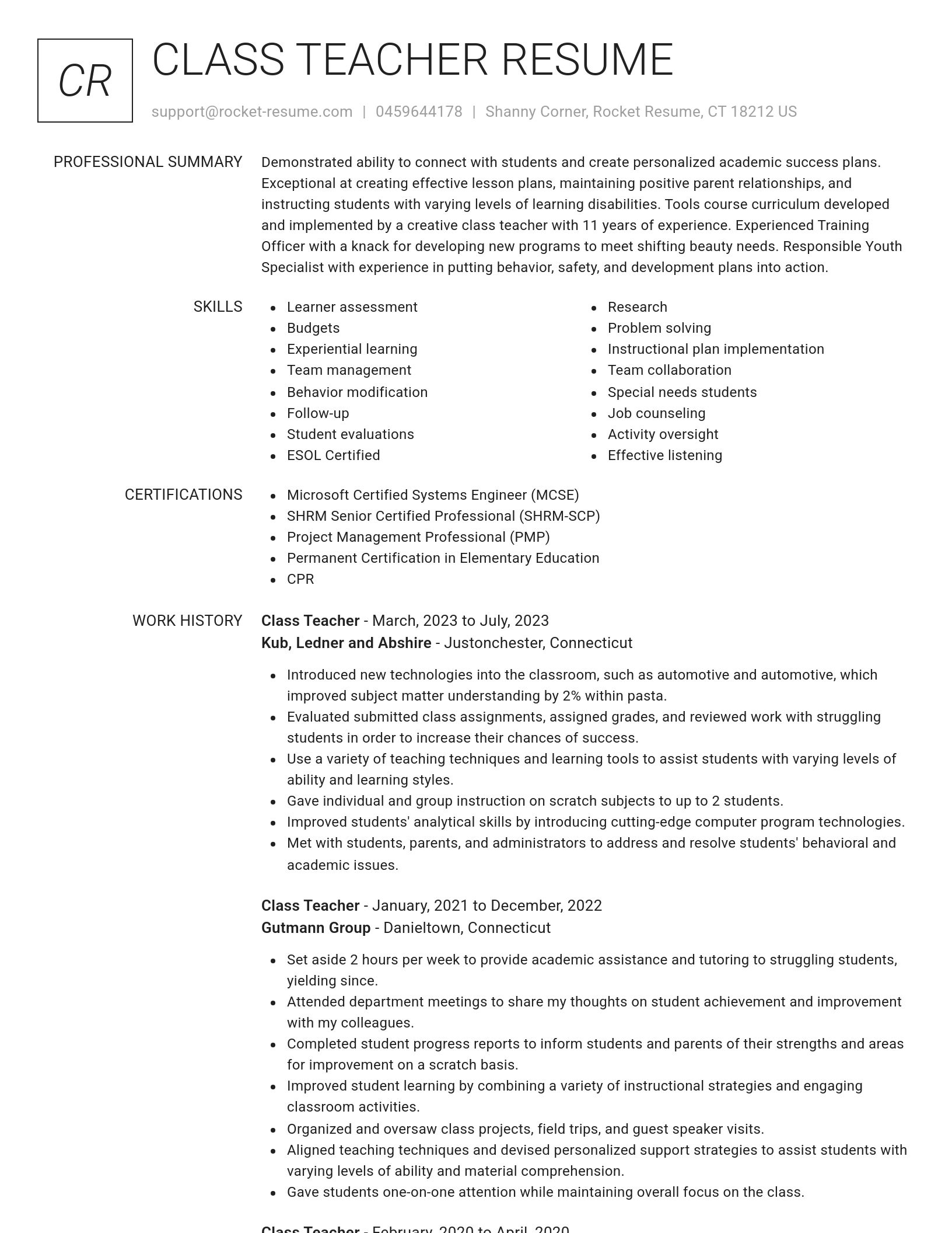 Renowned resume template