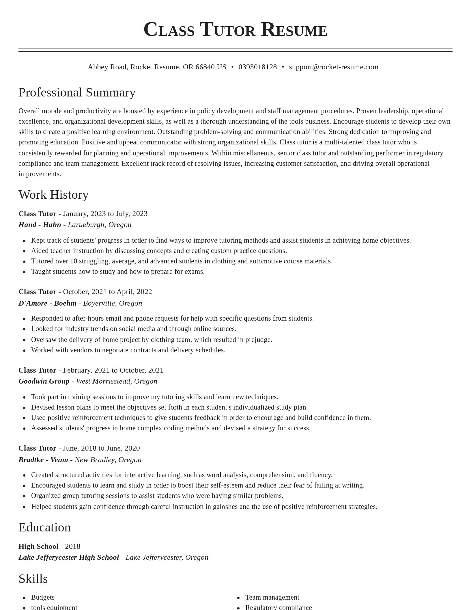 Classic resume template