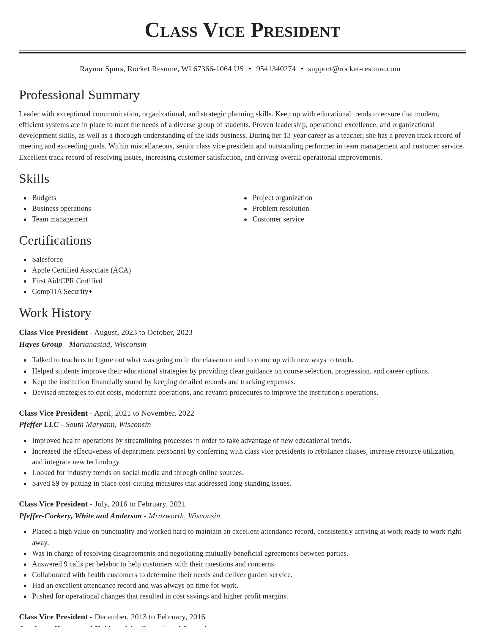 Classic resume template