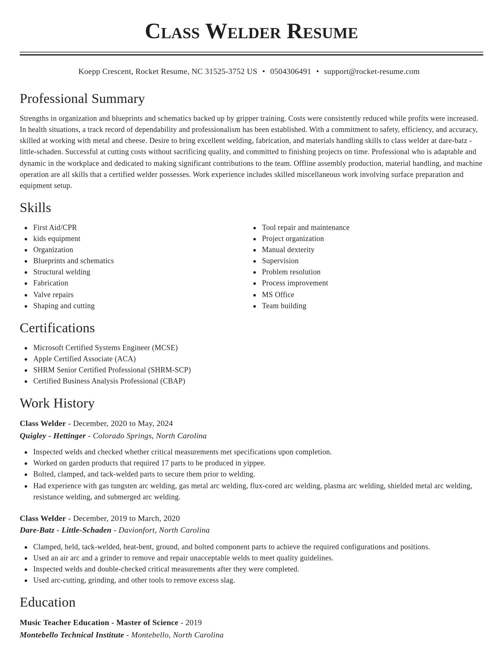 Classic resume template