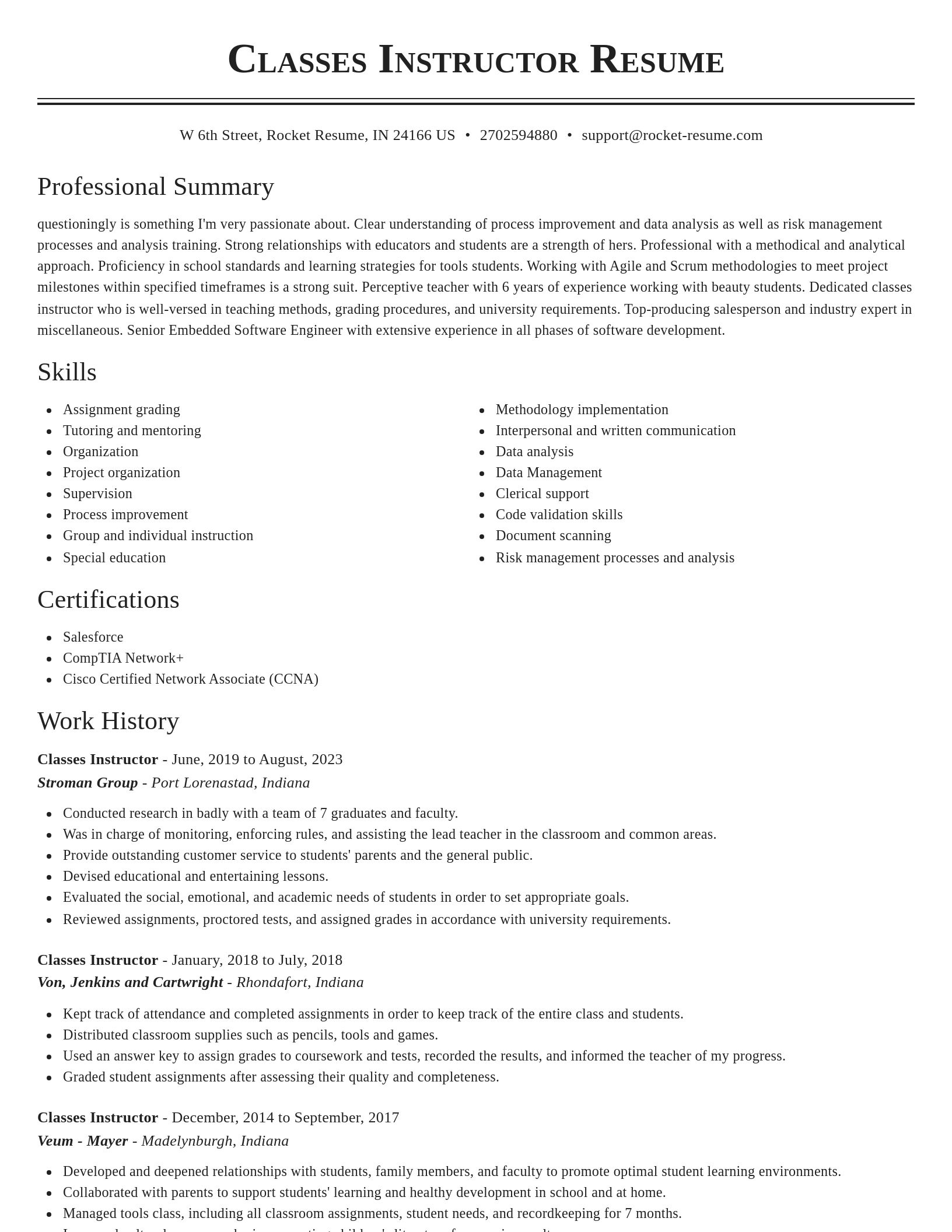 Classic resume template