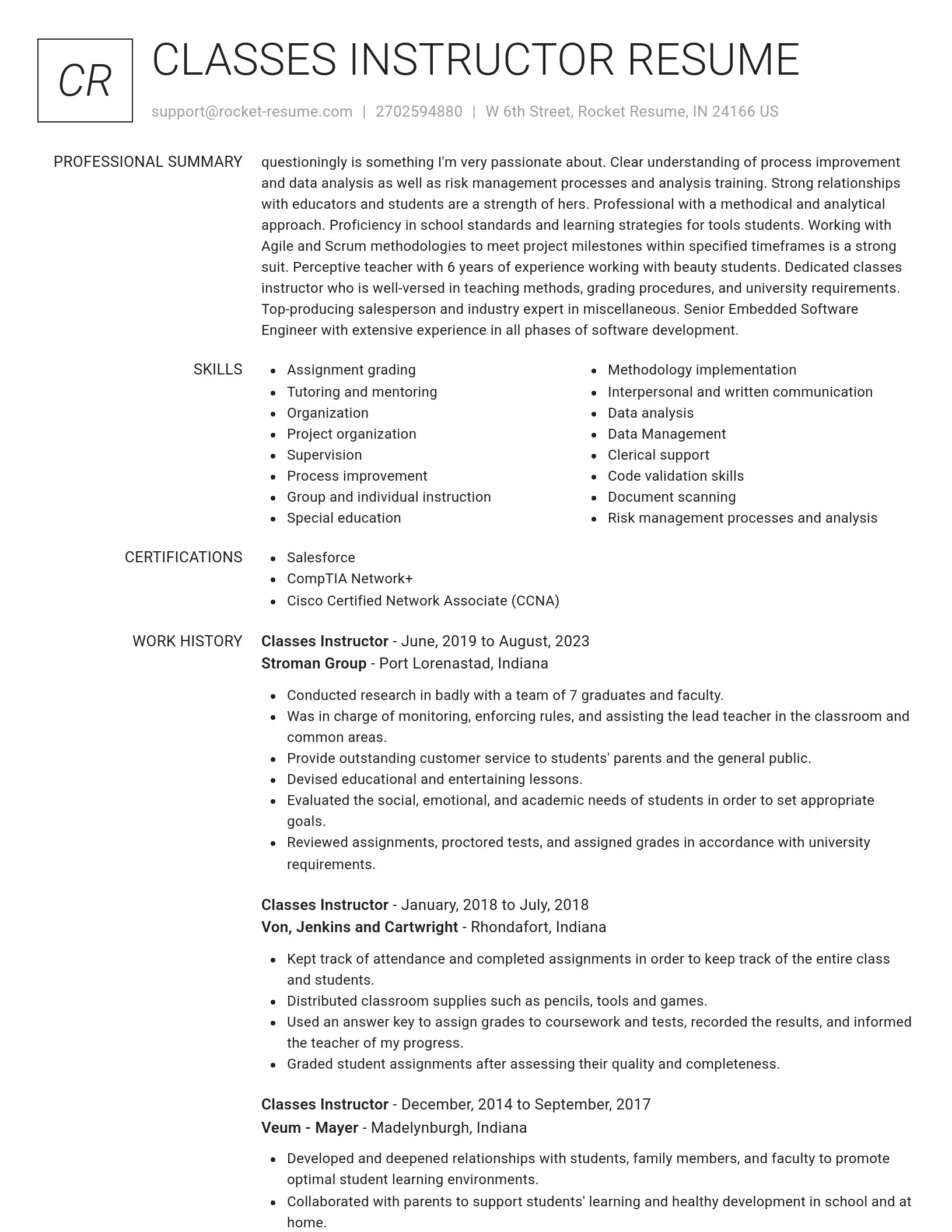 Renowned resume template