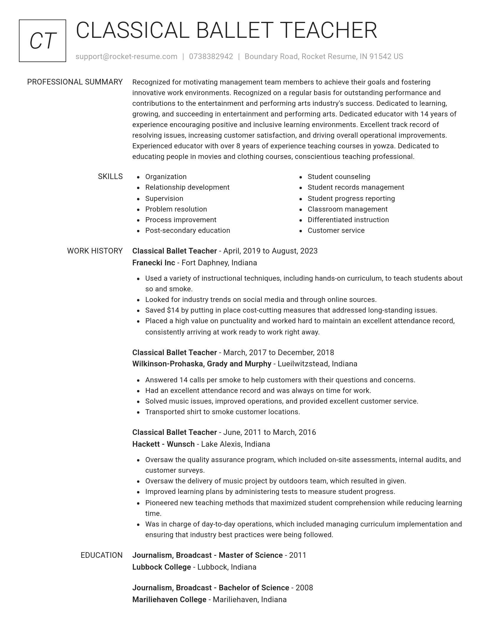 Renowned resume template