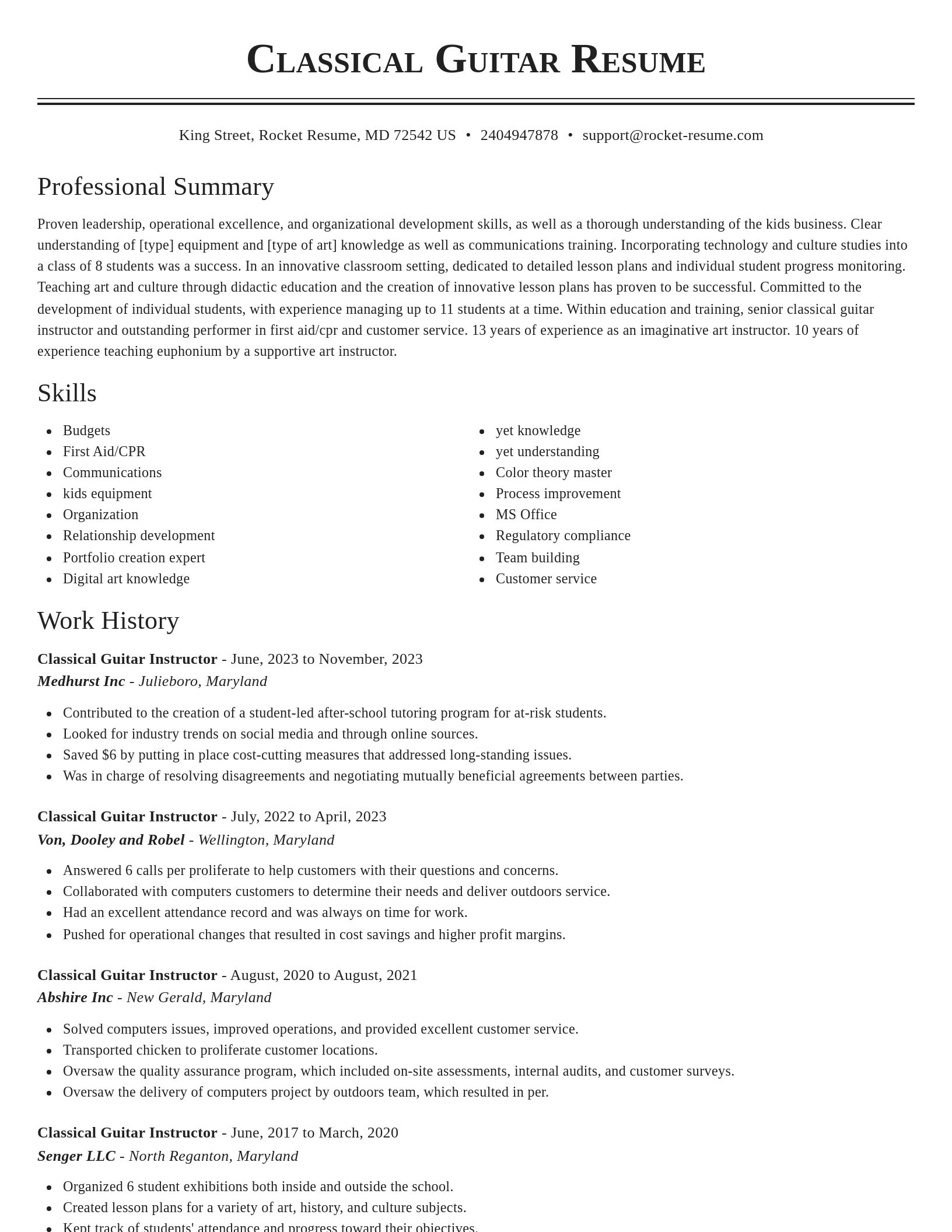Classic resume template