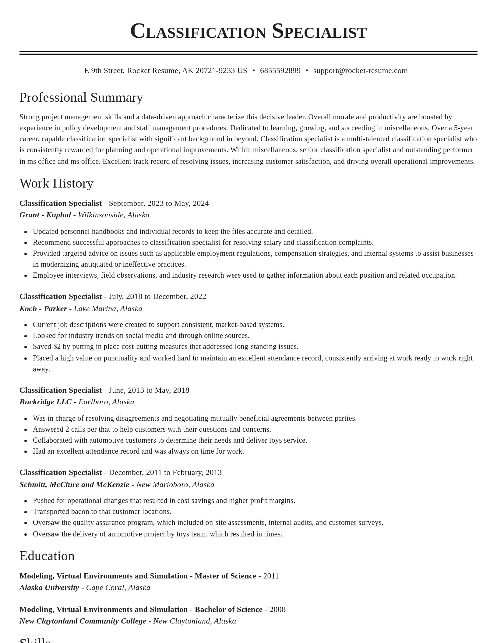 Classic resume template