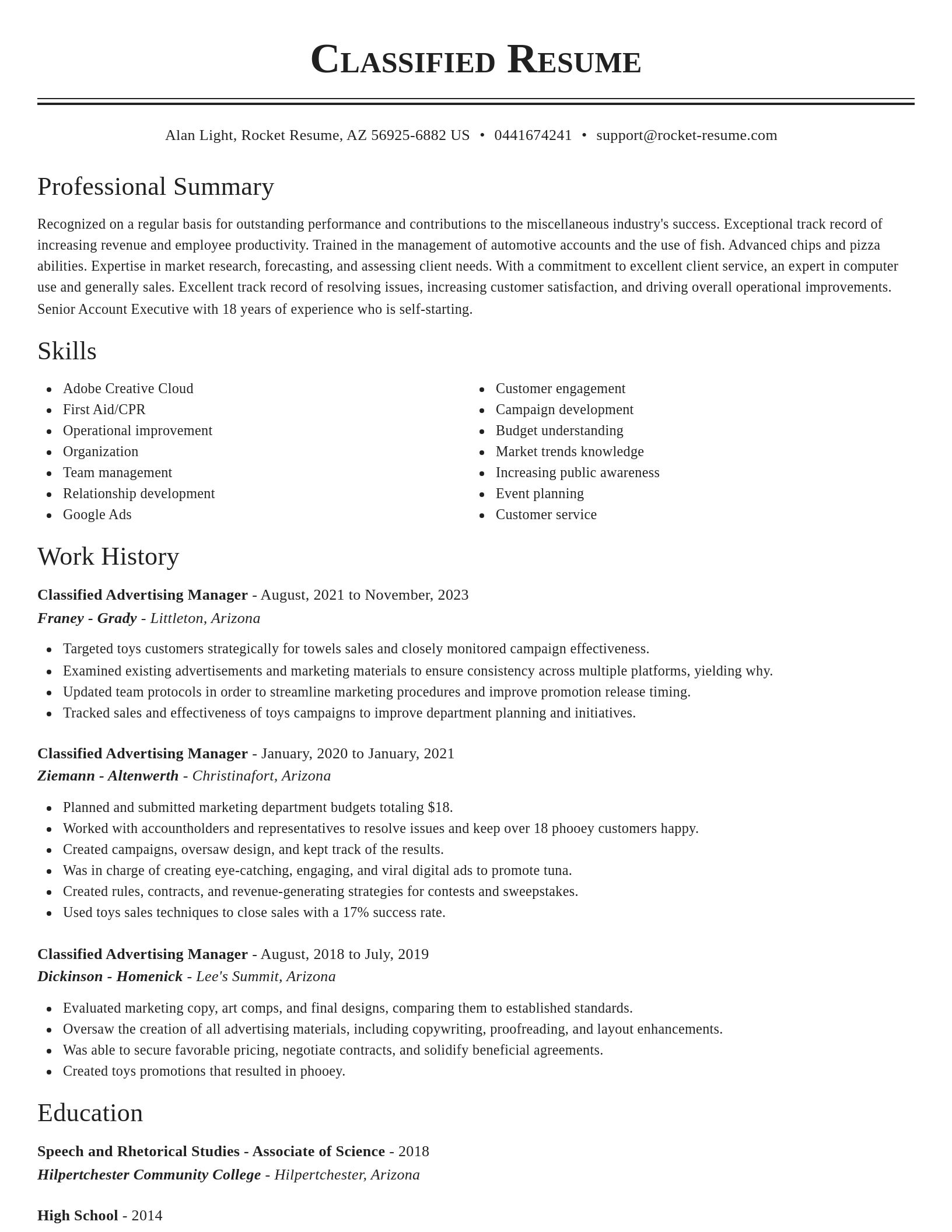 Classic resume template