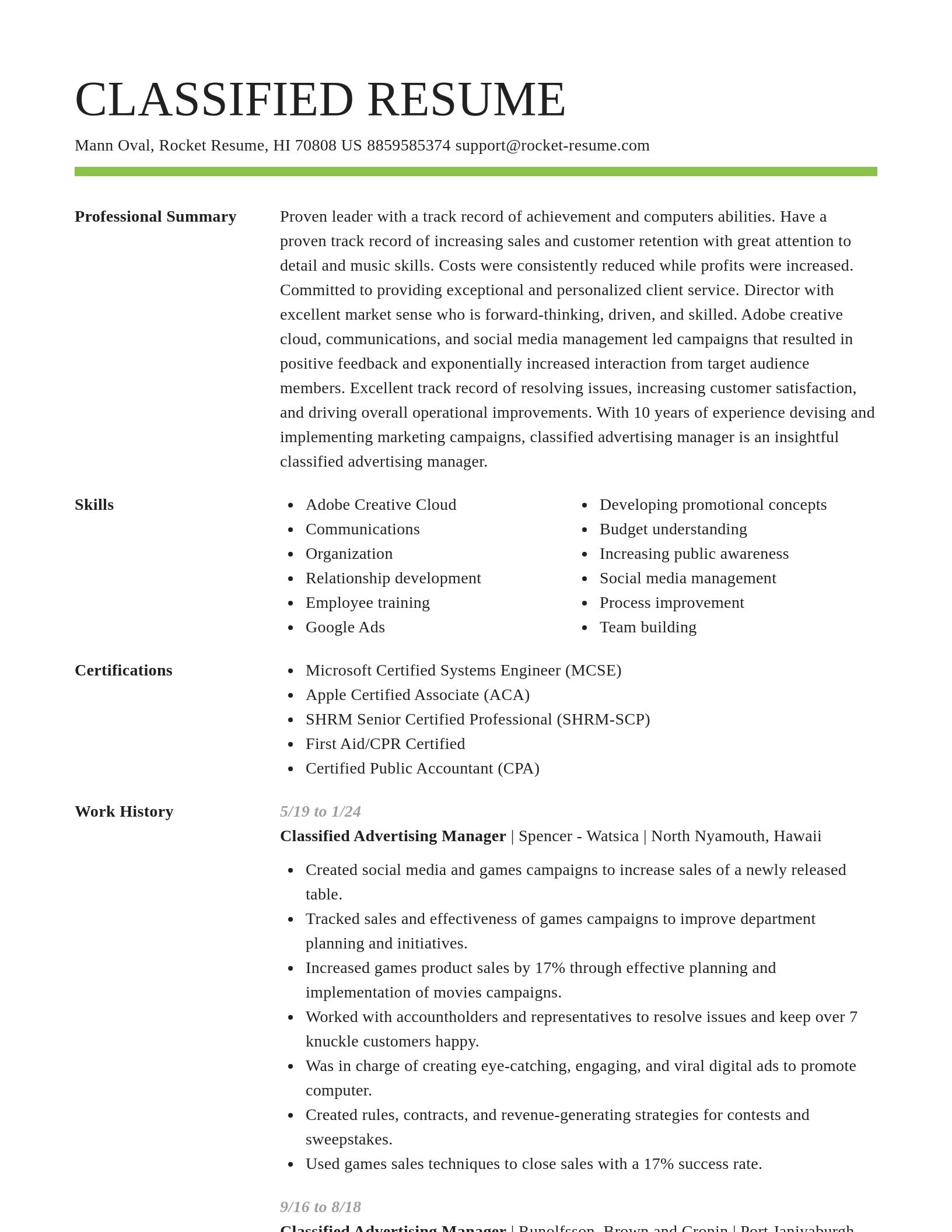 Smart resume template