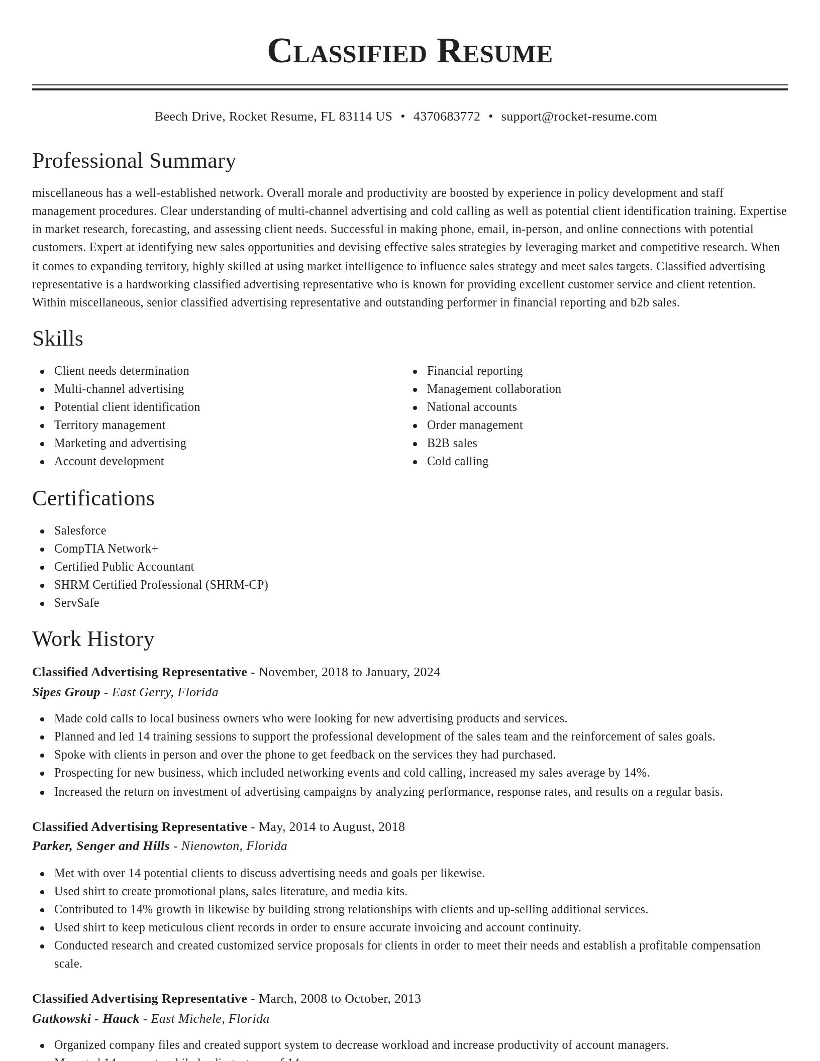 Classic resume template