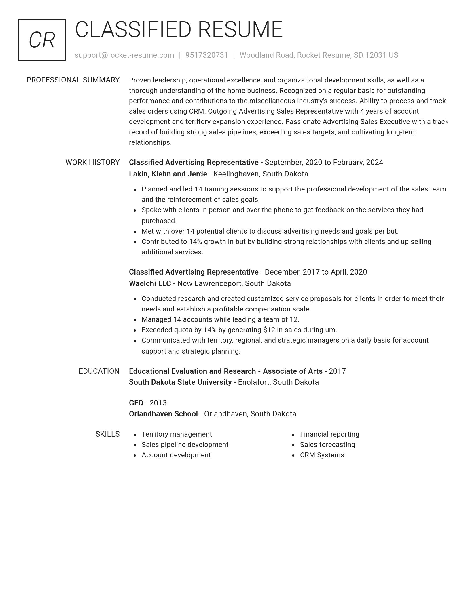 Renowned resume template