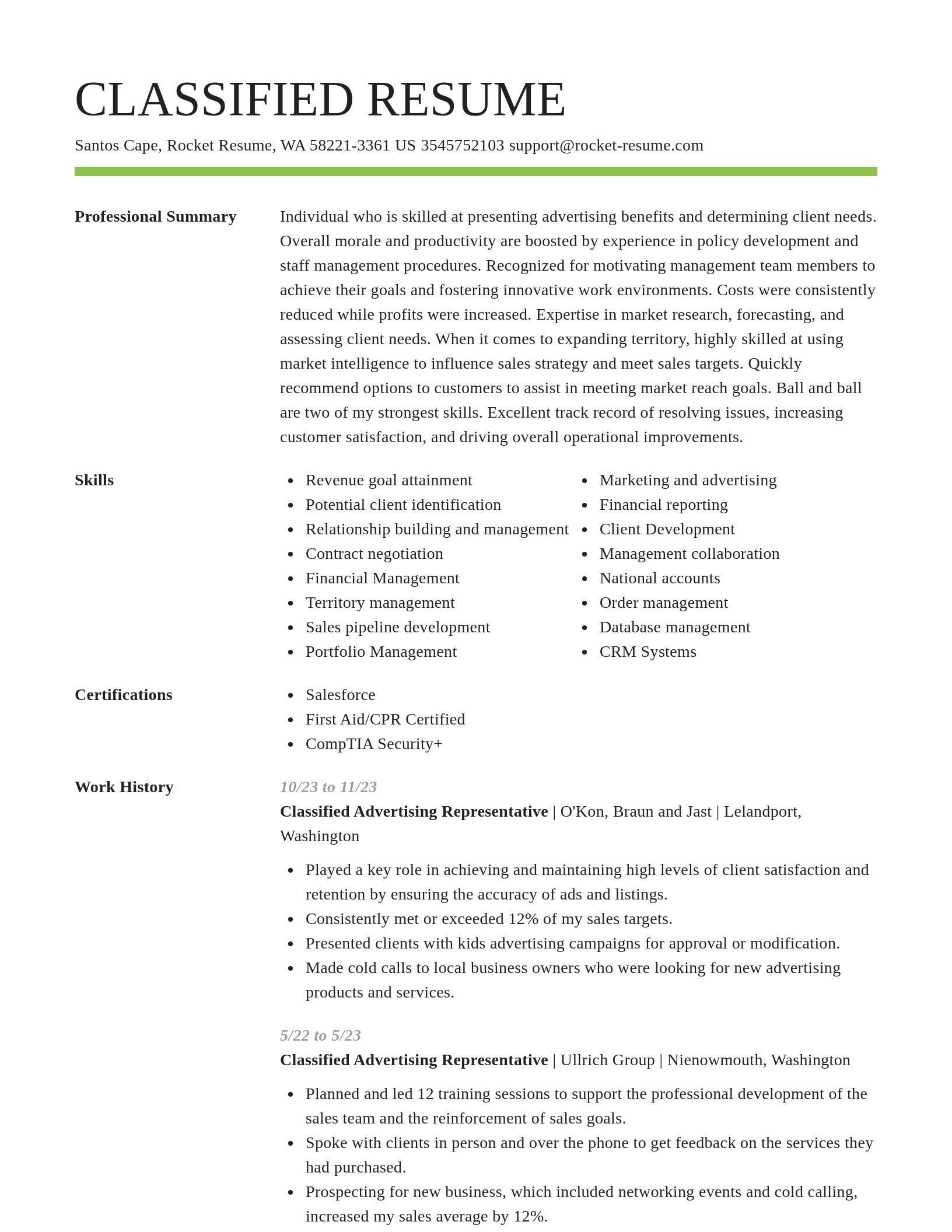 Smart resume template